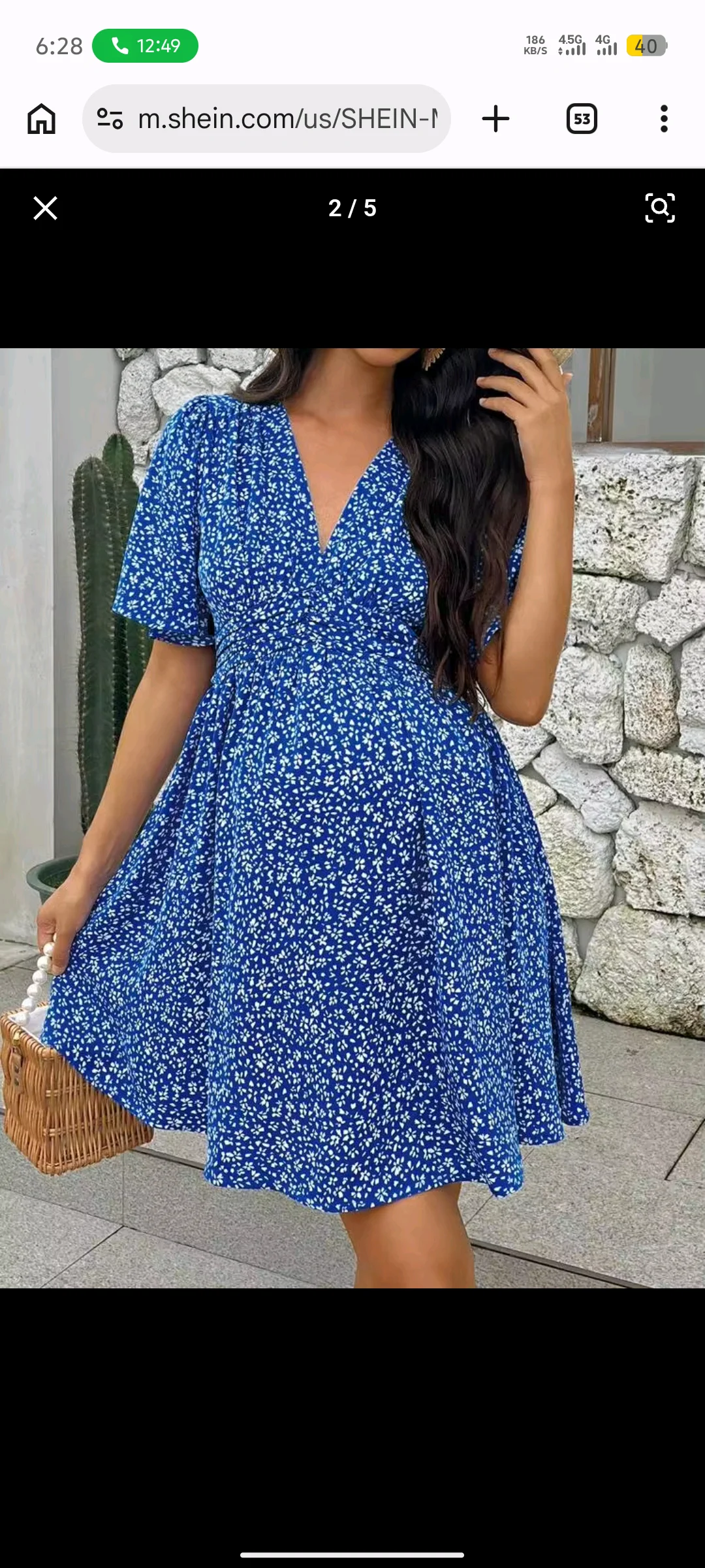Blue Floral V-Neck Mini Dress