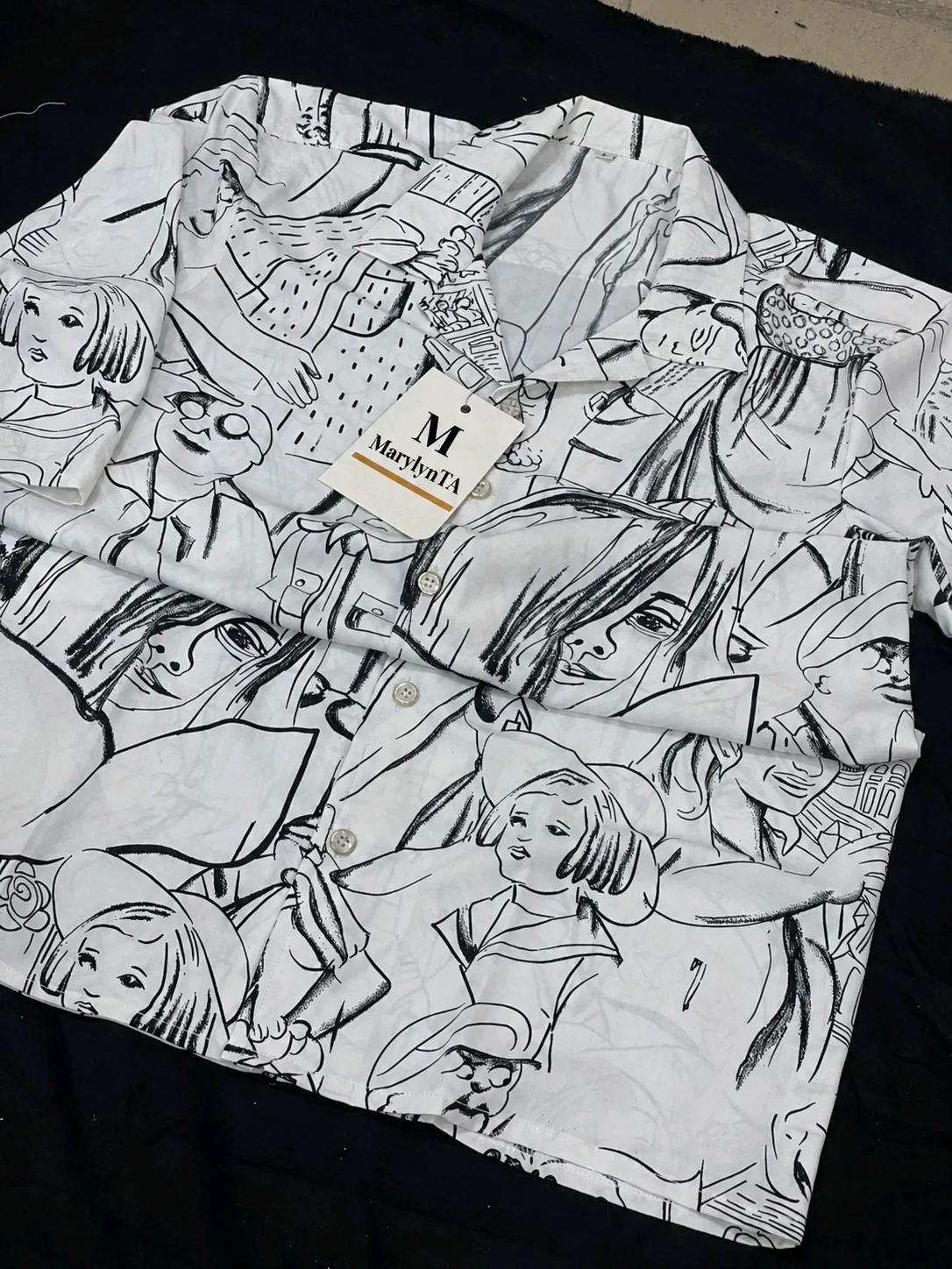 MarylynTA Black & White Graphic Print Shirt