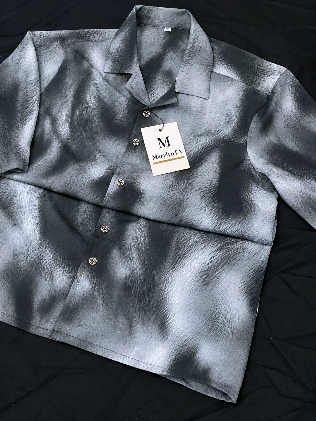 MarylynTA Grey Tie-Dye Short Sleeve Shirt