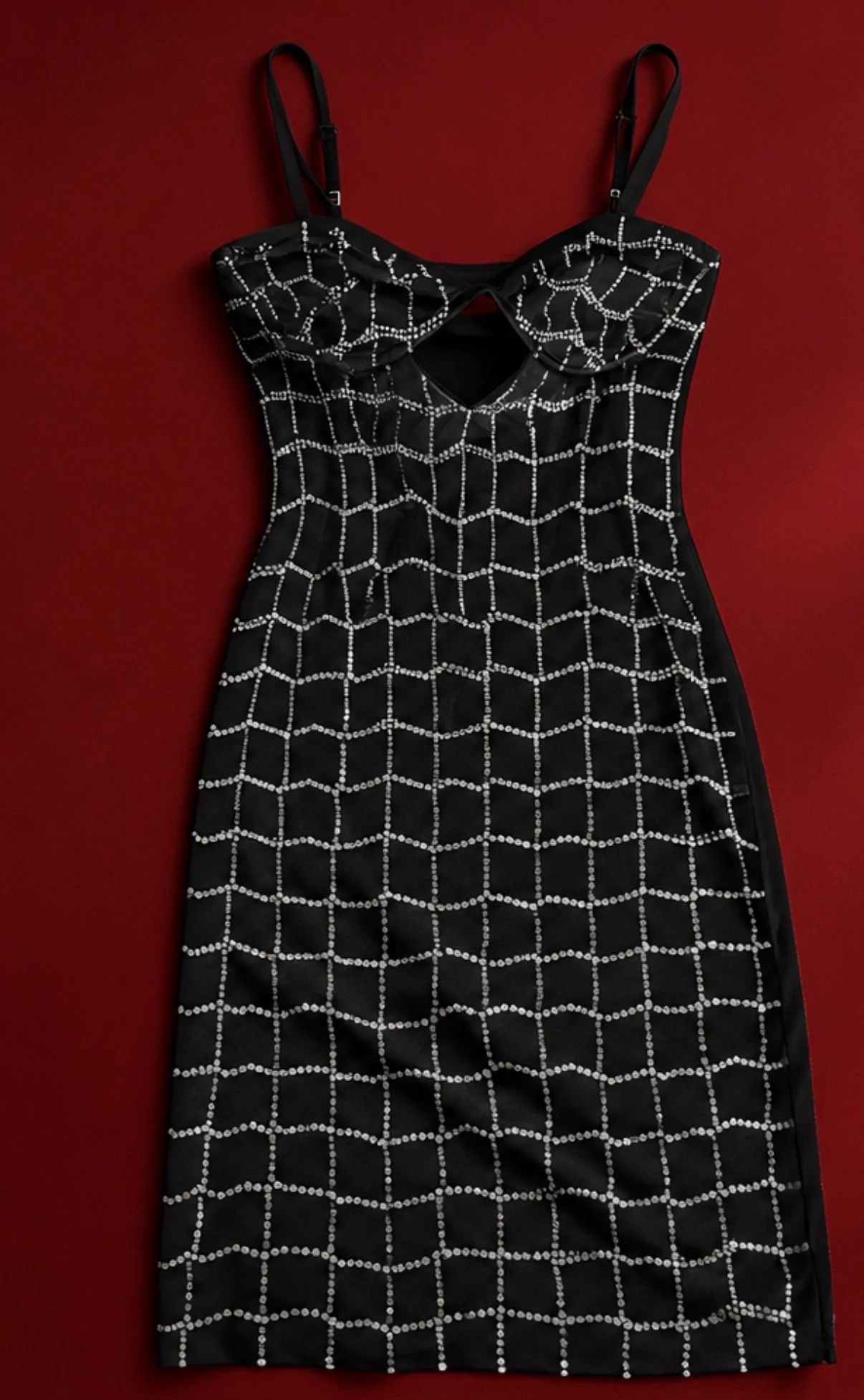 Black Embellished Bodycon Mini Dress media 2