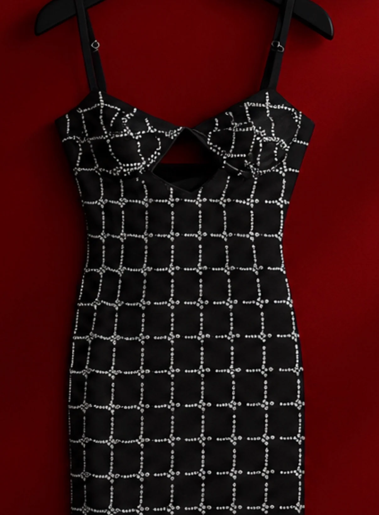 Black Embellished Bodycon Mini Dress media 3