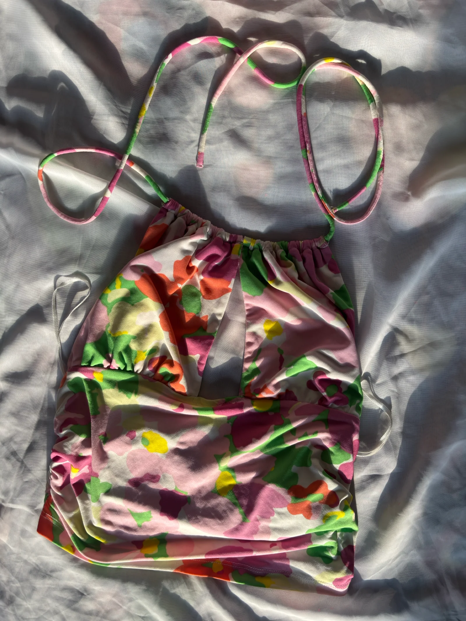 Floral Halter Neck Crop Top