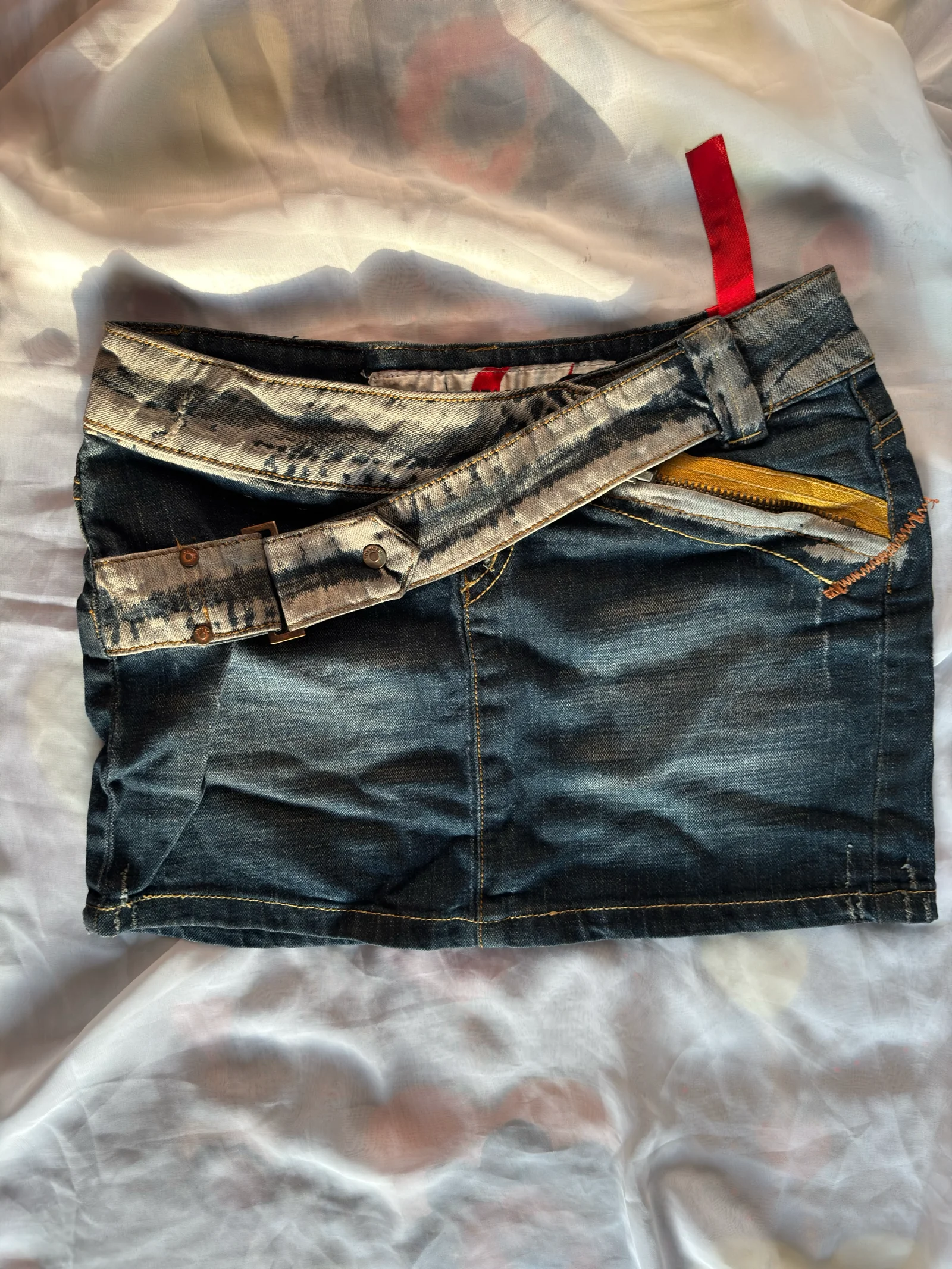 Oxygen Denim Mini Skirt with Belt