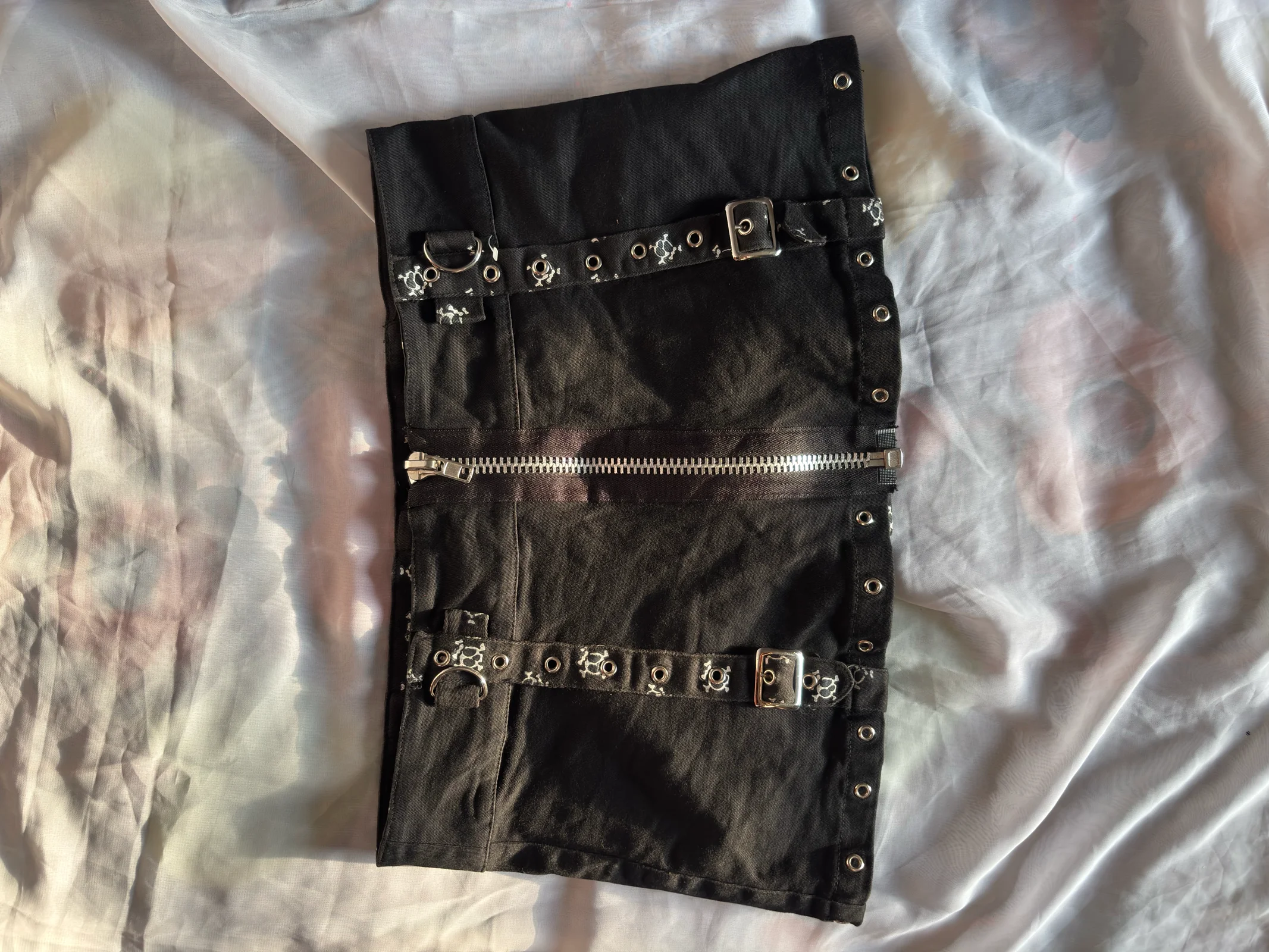 Black Buckle & Eyelet Mini Skirt media 3