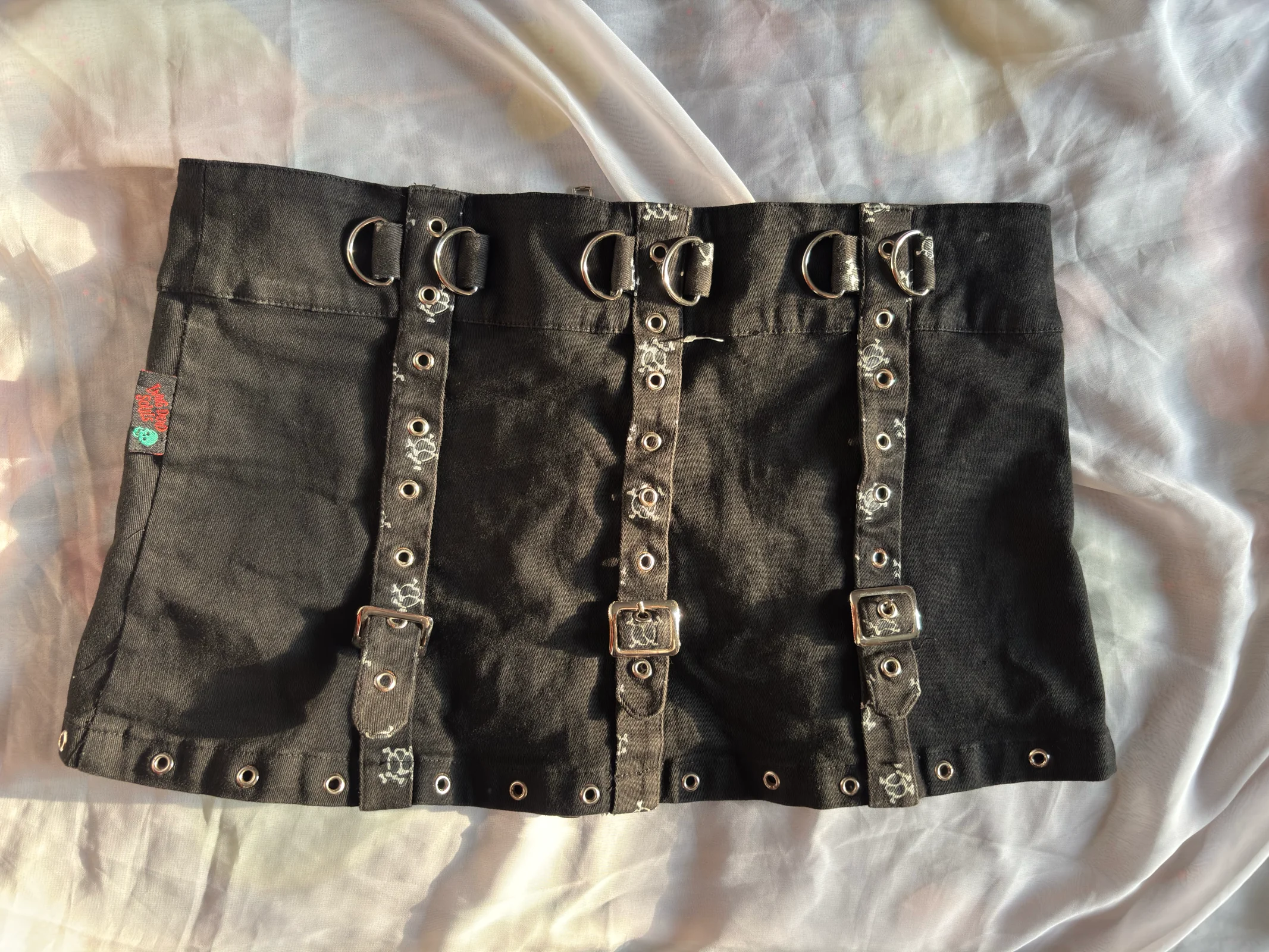 Black Buckle & Eyelet Mini Skirt media 2