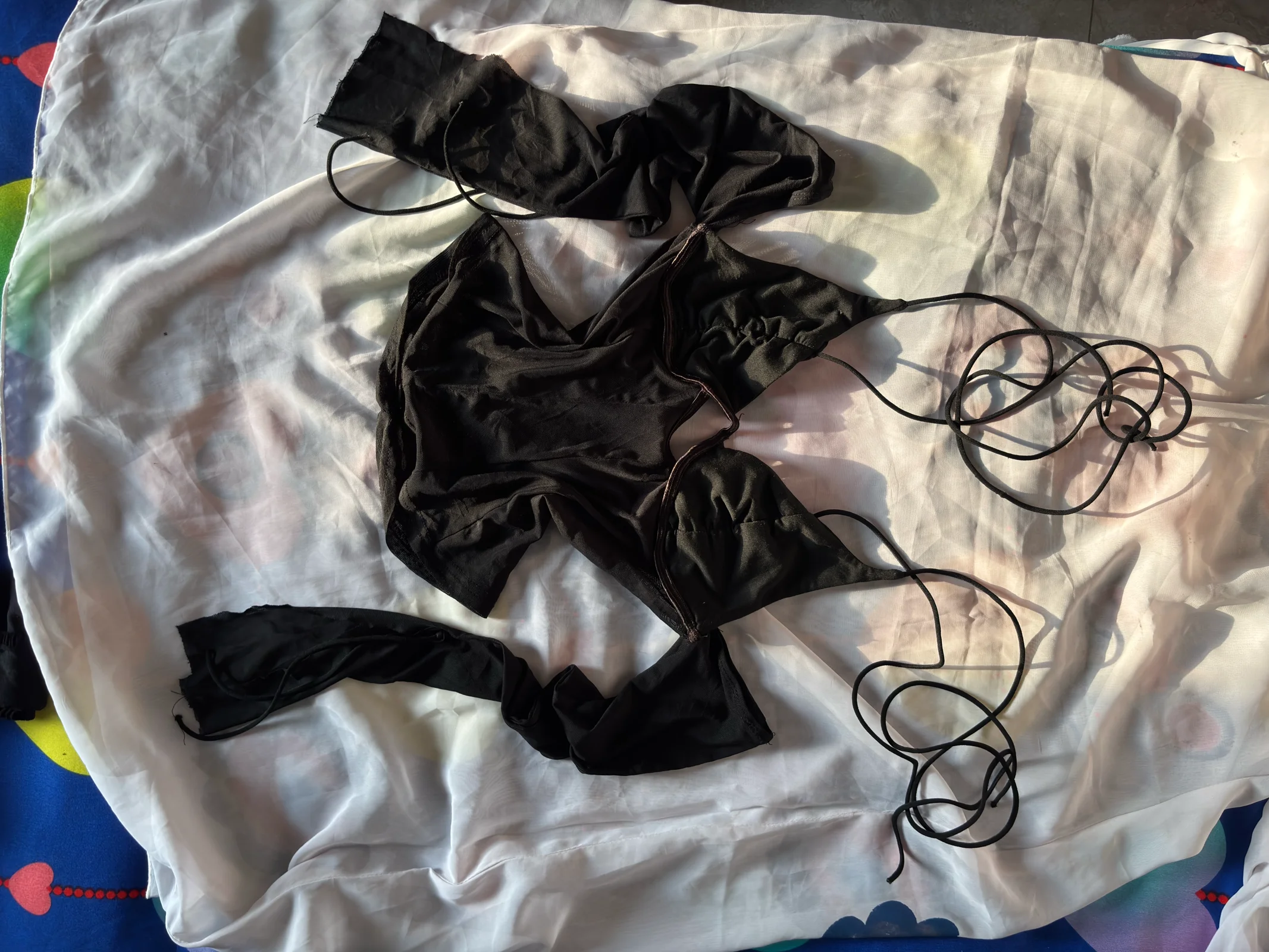 Black Cut-Out Long Sleeve Crop Top media 2