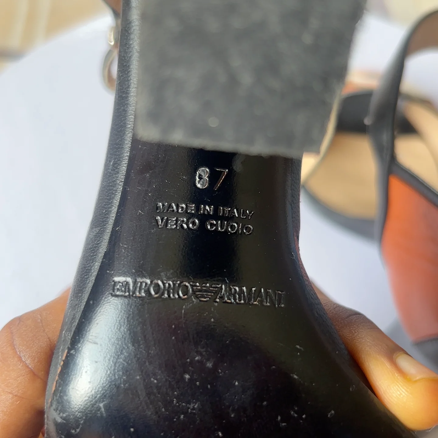 Authentic Emporio Armani LuxuryLeather Sandals media 3
