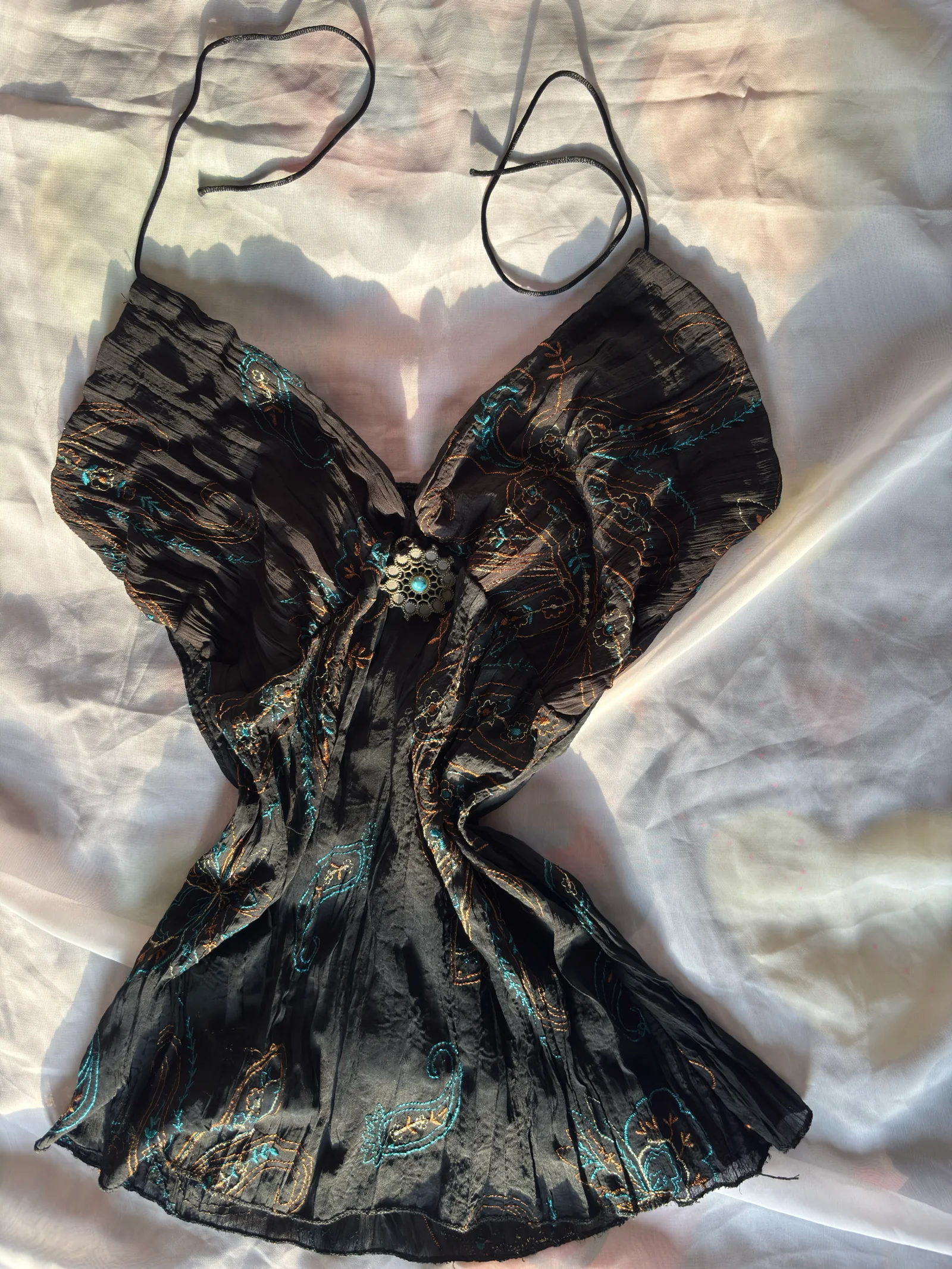 Black Halter Neck Butterfly Top with Embellishment