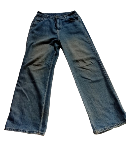 Blue Denim Wide Leg Jeans