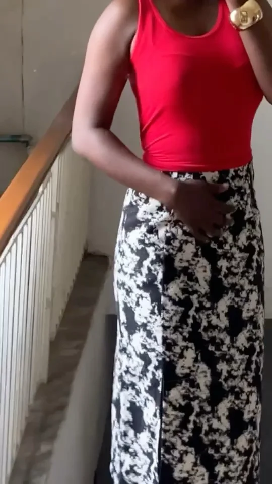 Black and White Print Midi Skirt with Slit size 8/10 media 2