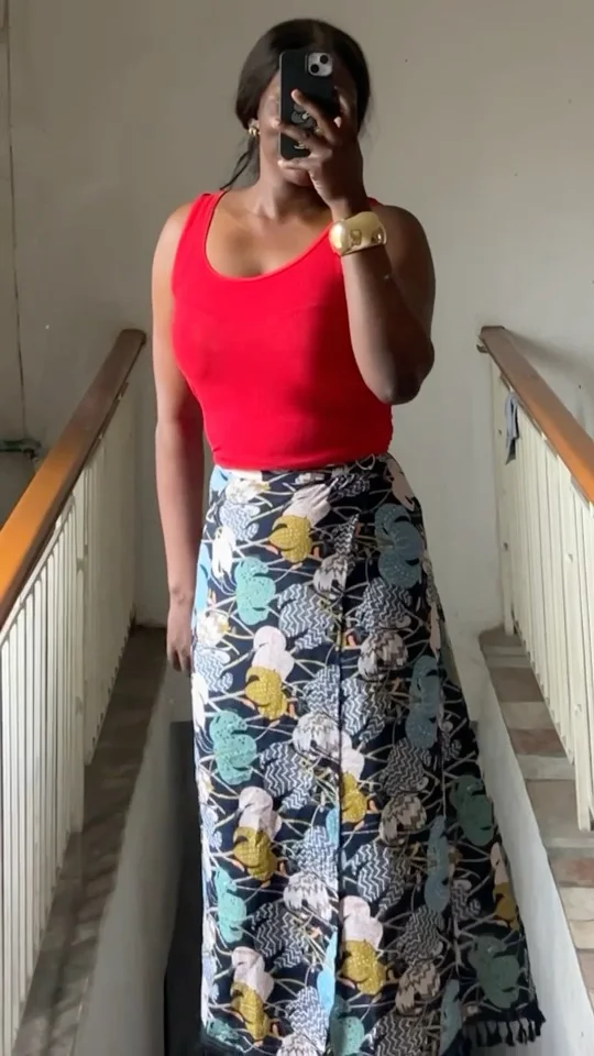 Floral Print Wrap Maxi Skirt with Fringe Hem size 4-8s media 2