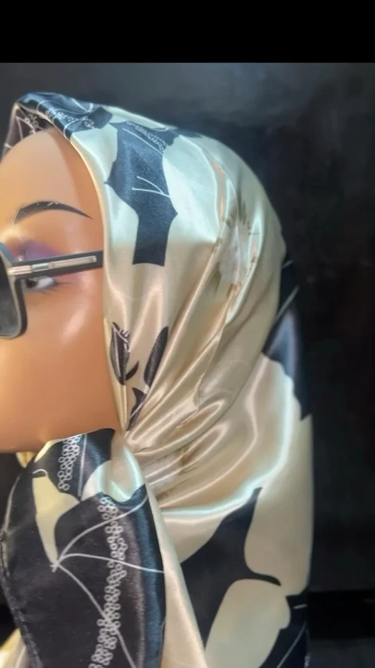 Floral Print Silk Satin Headscarf