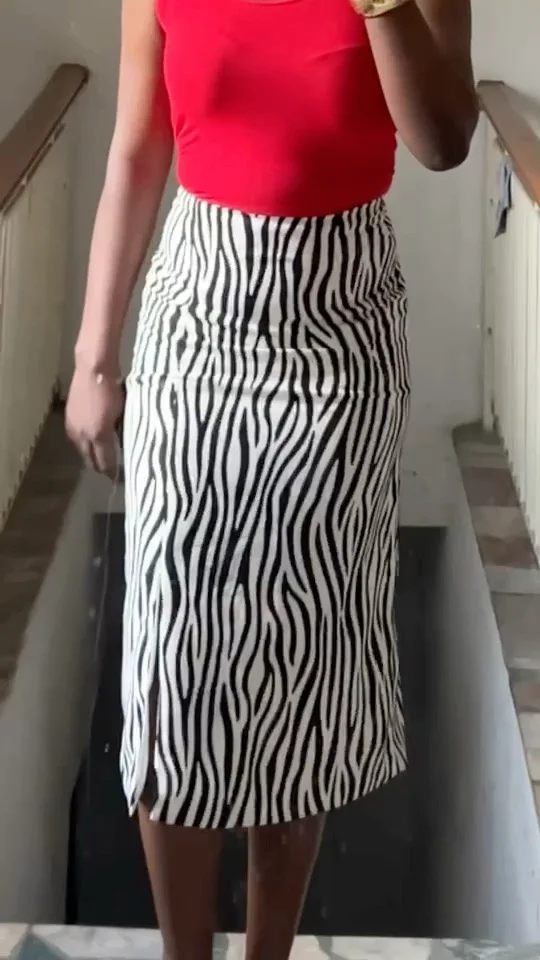 Zebra Print High Waist Midi Skirt size 6-8 media 2