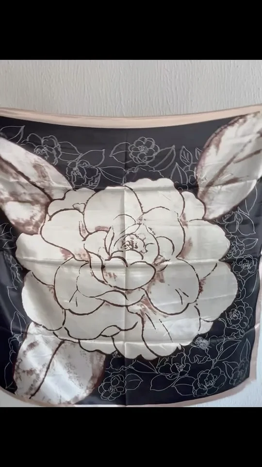 Floral Print Silk Satin Square Scarf