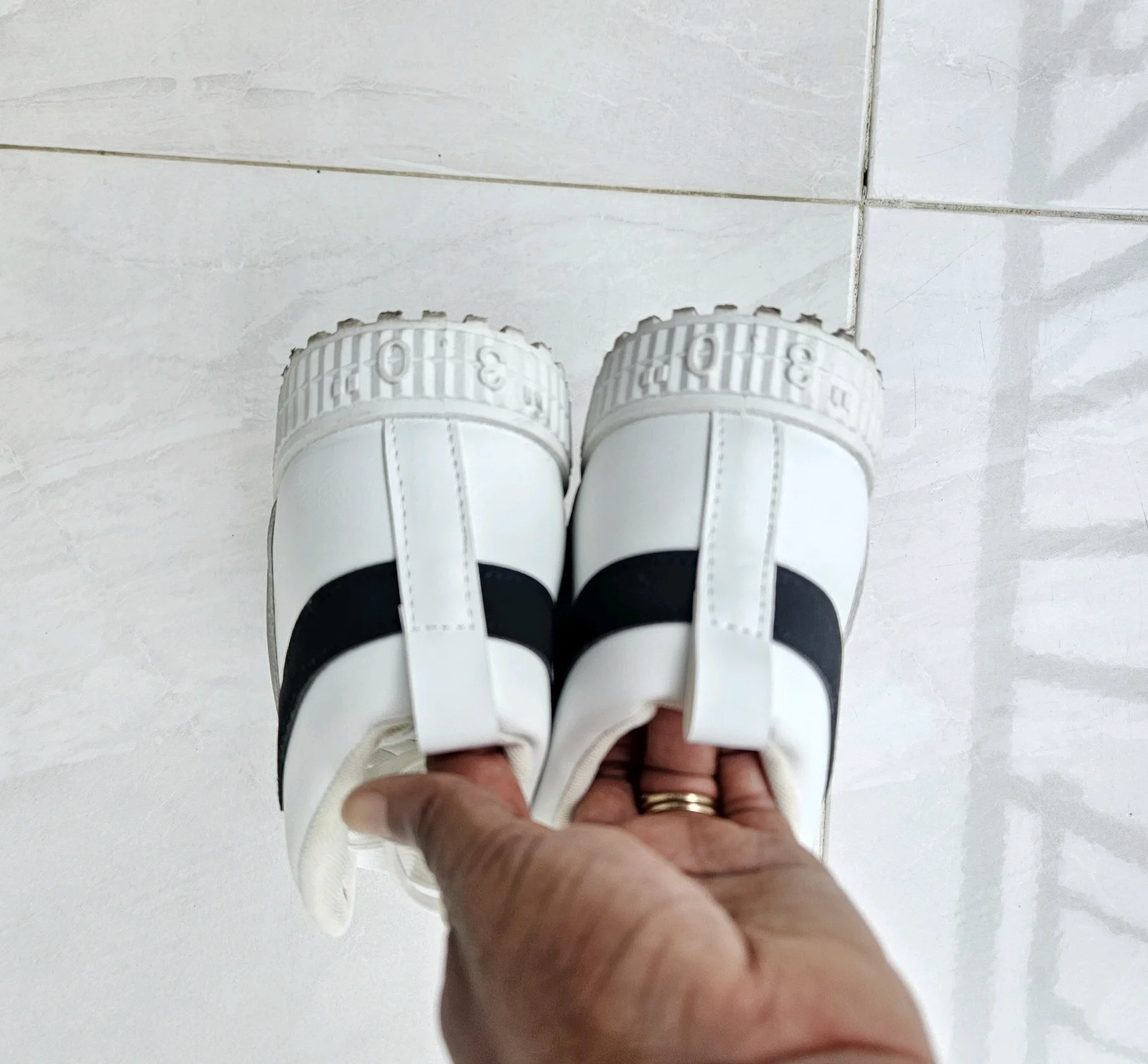 White and Black High-Top Sneakers media 3
