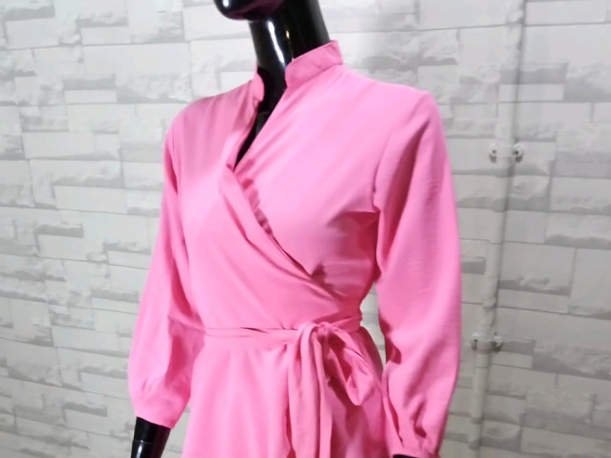 Pink Wrap Blouse with Tie Waist