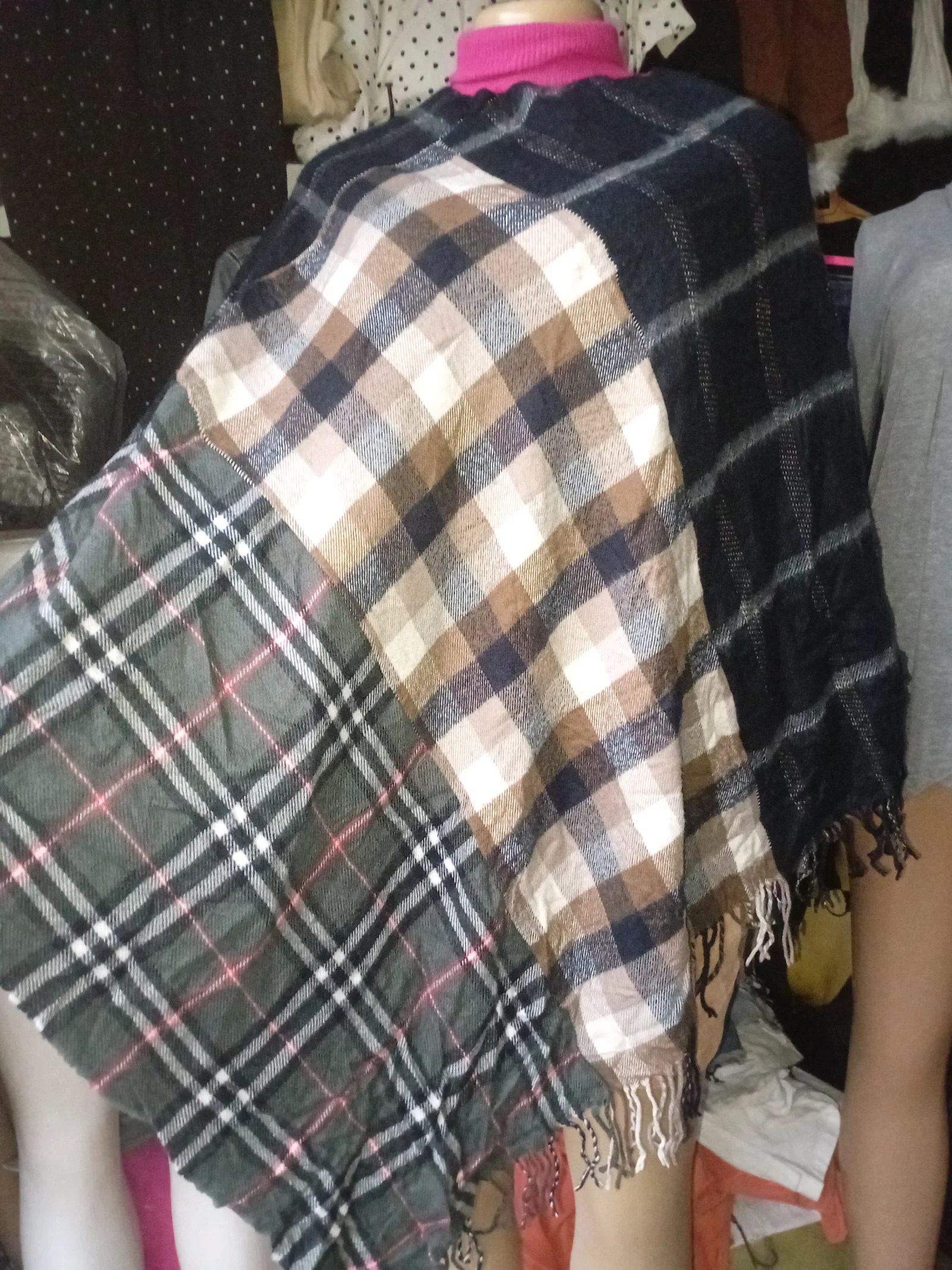 Plaid Fringe Shawl/Wrap