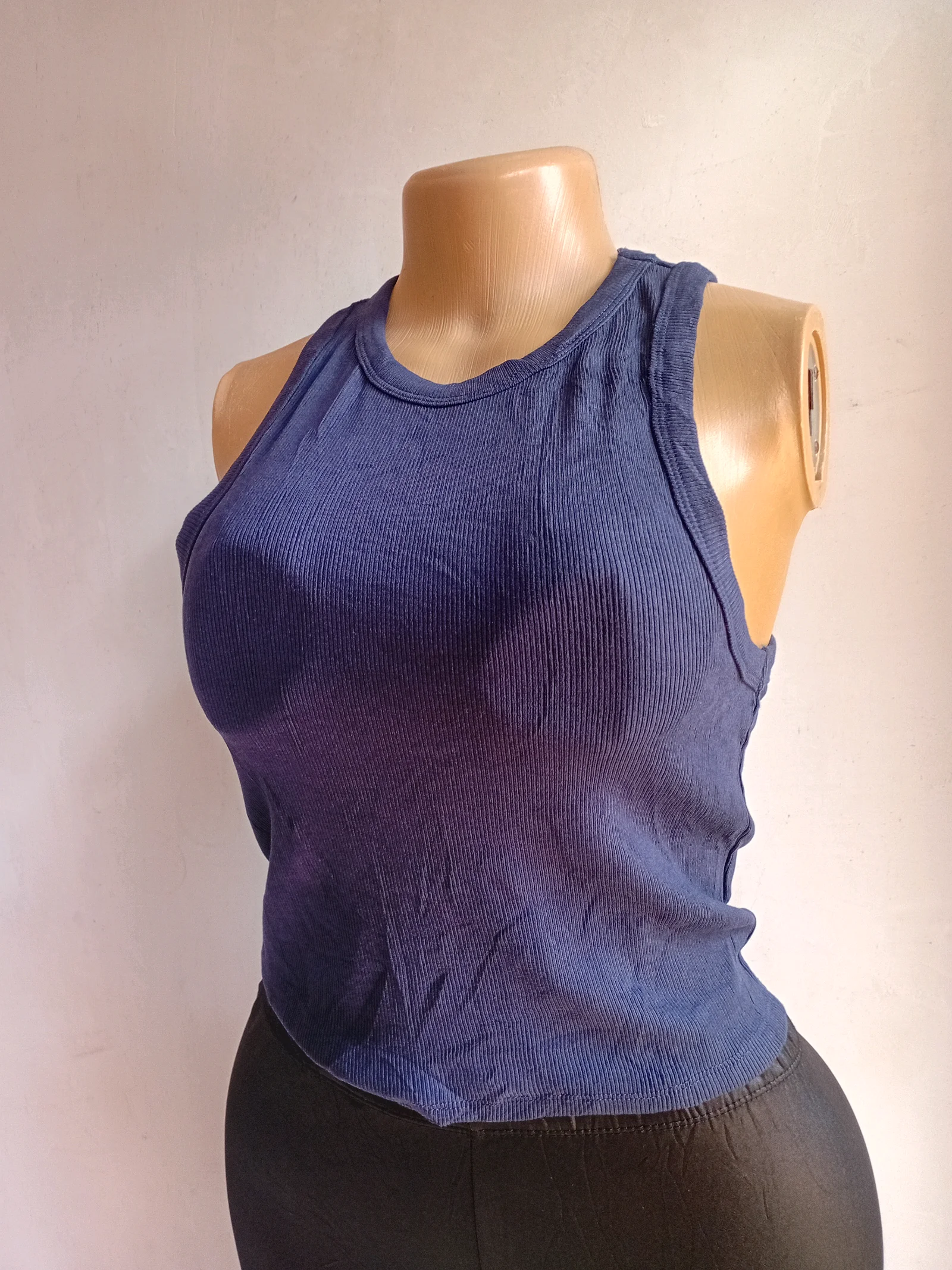 Navy Blue Ribbed Tank Top