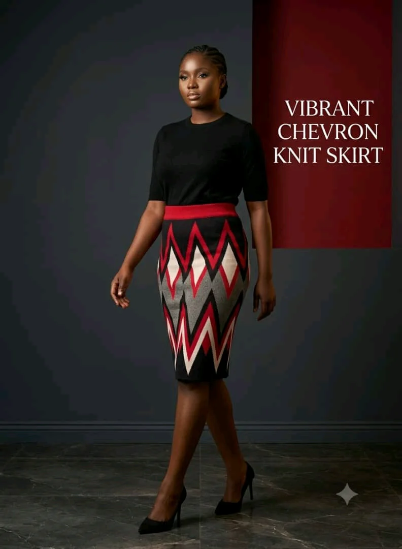 Vibrant Chevron Knit Skirt media 2
