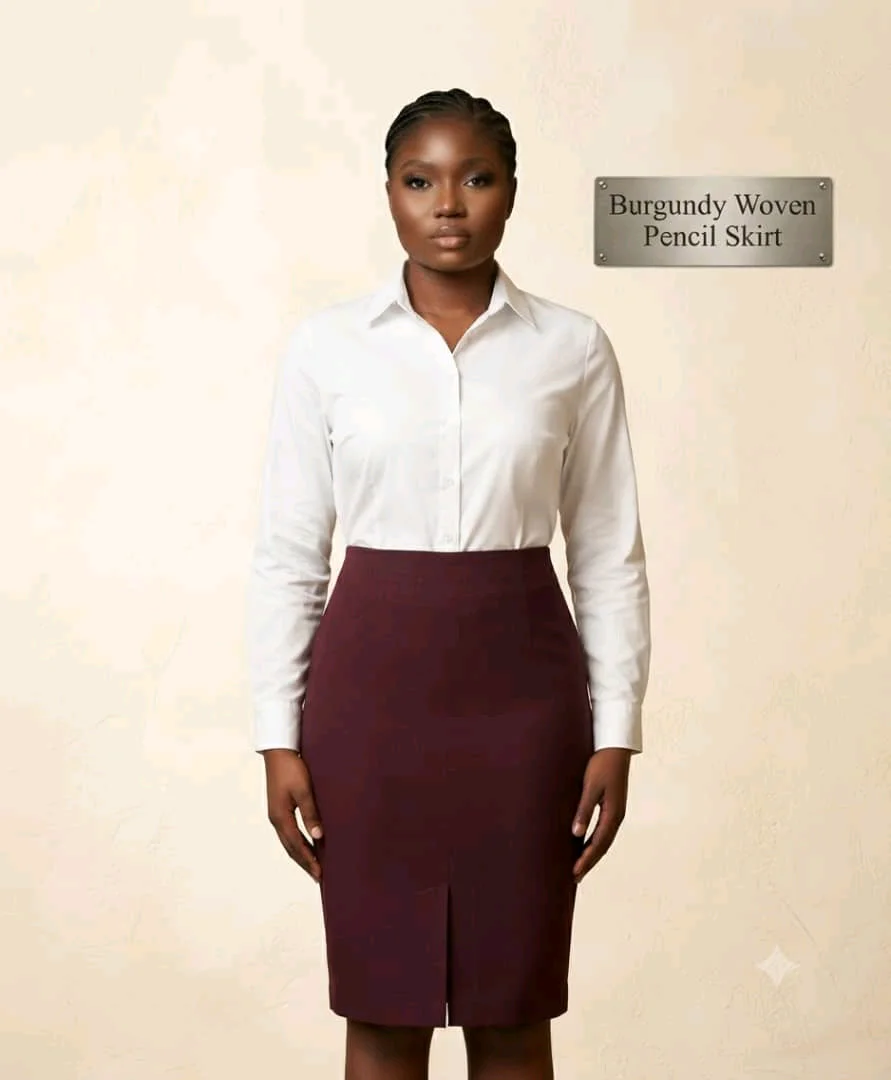 Burgundy Corporate Pencil Skirt