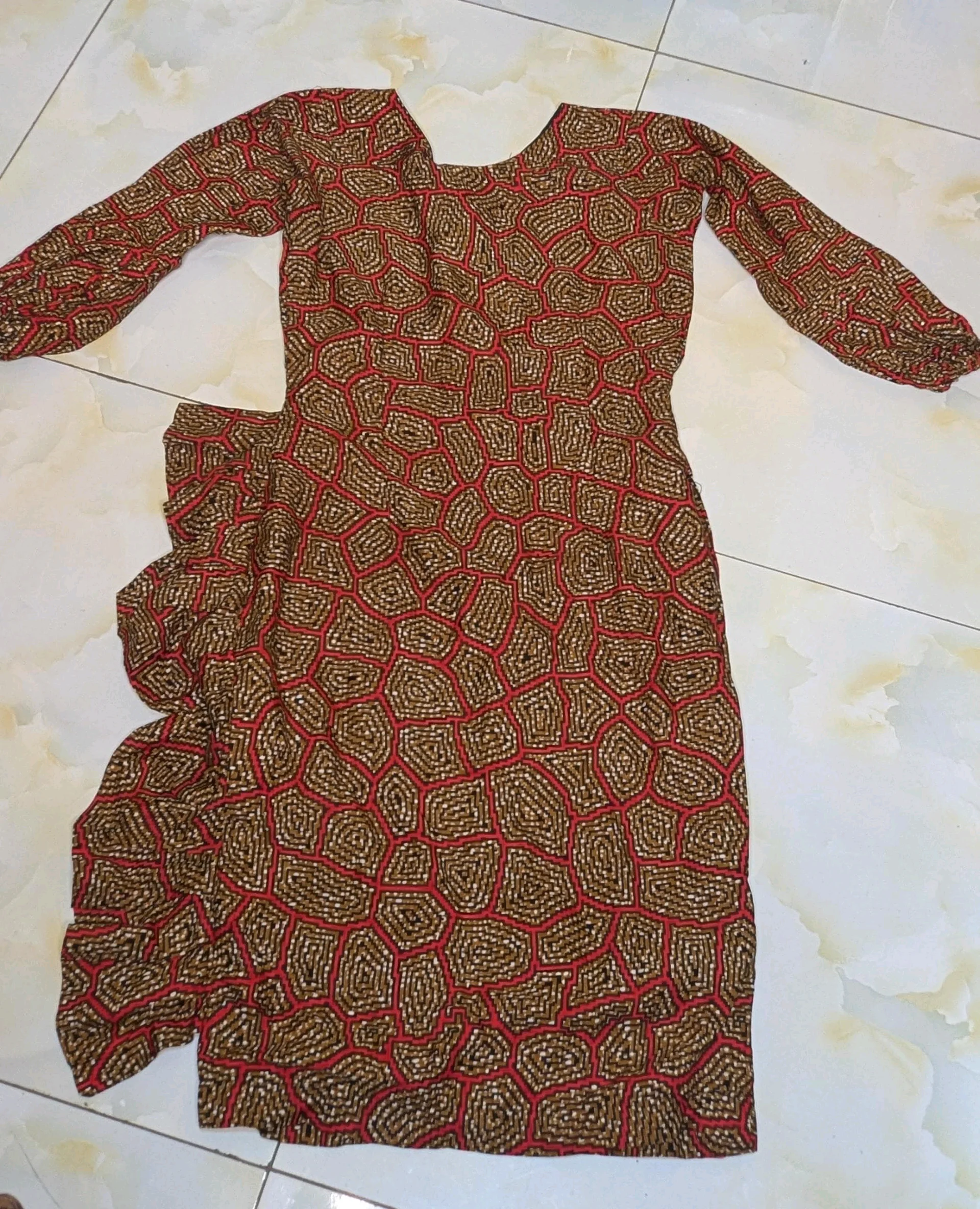 Elegant Ankara Midi Dress with Ruffle Detail media 2
