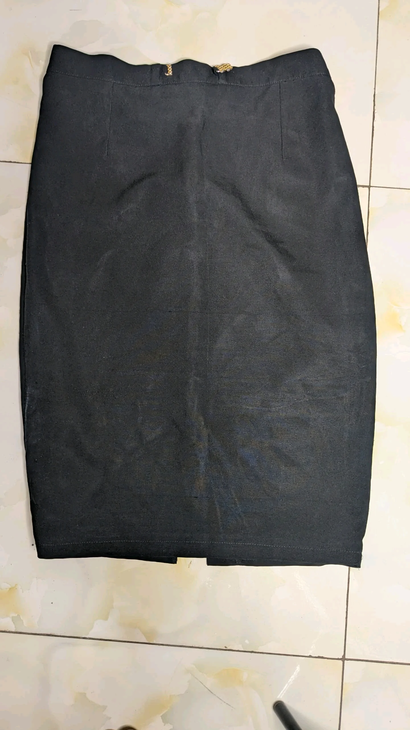 Black Textured Pencil Skirt media 2