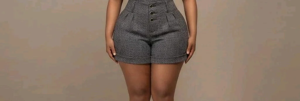 Stylish Grey High-Waisted Shorts with Button Detail media 2