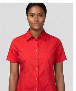 Red Short Sleeve Button-Down Shirt