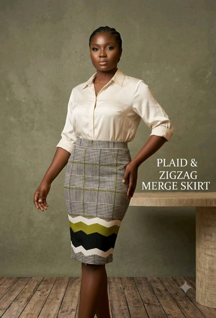 Plaid & Zigzag Merge Skirt media 2