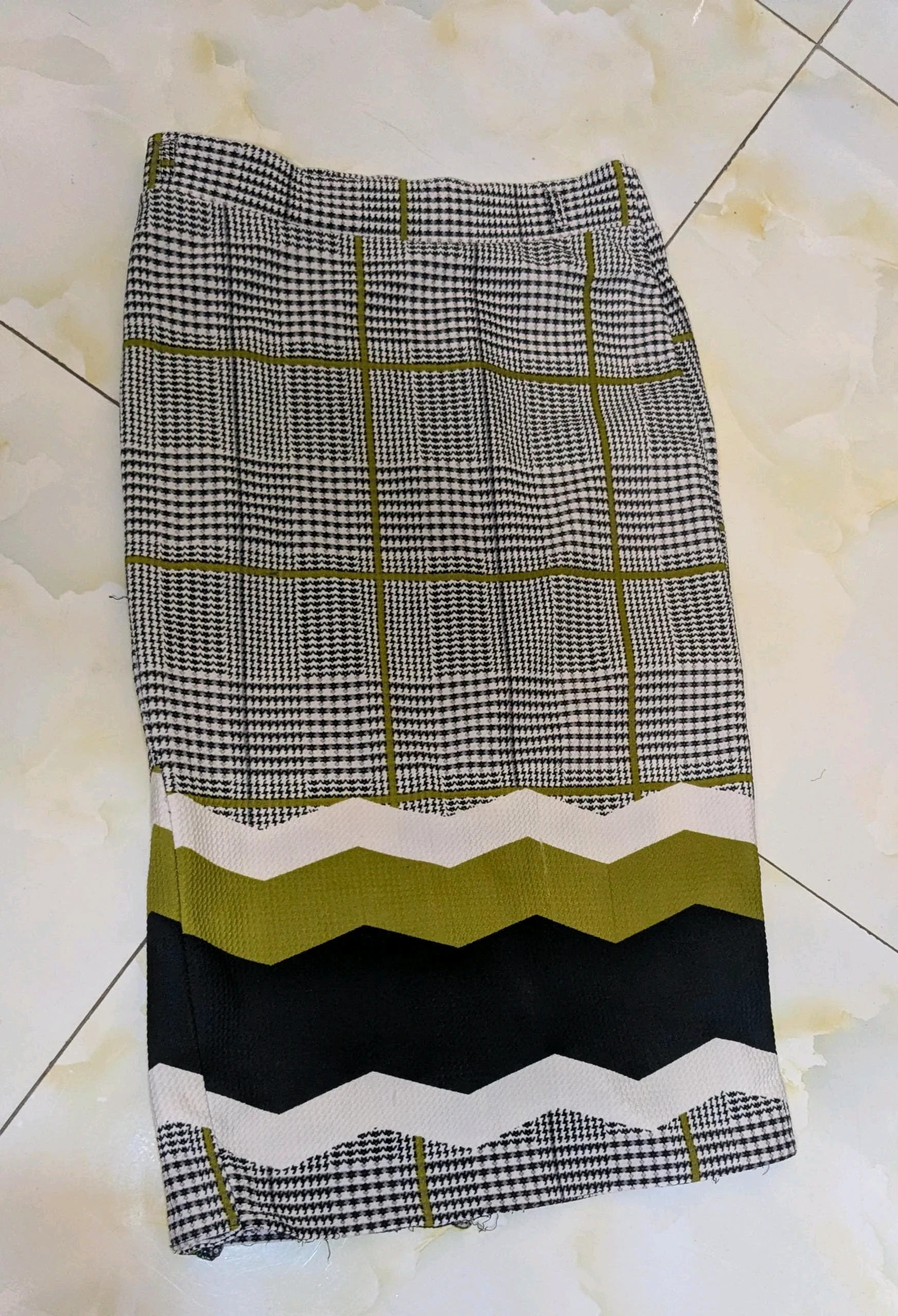 Plaid & Zigzag Merge Skirt