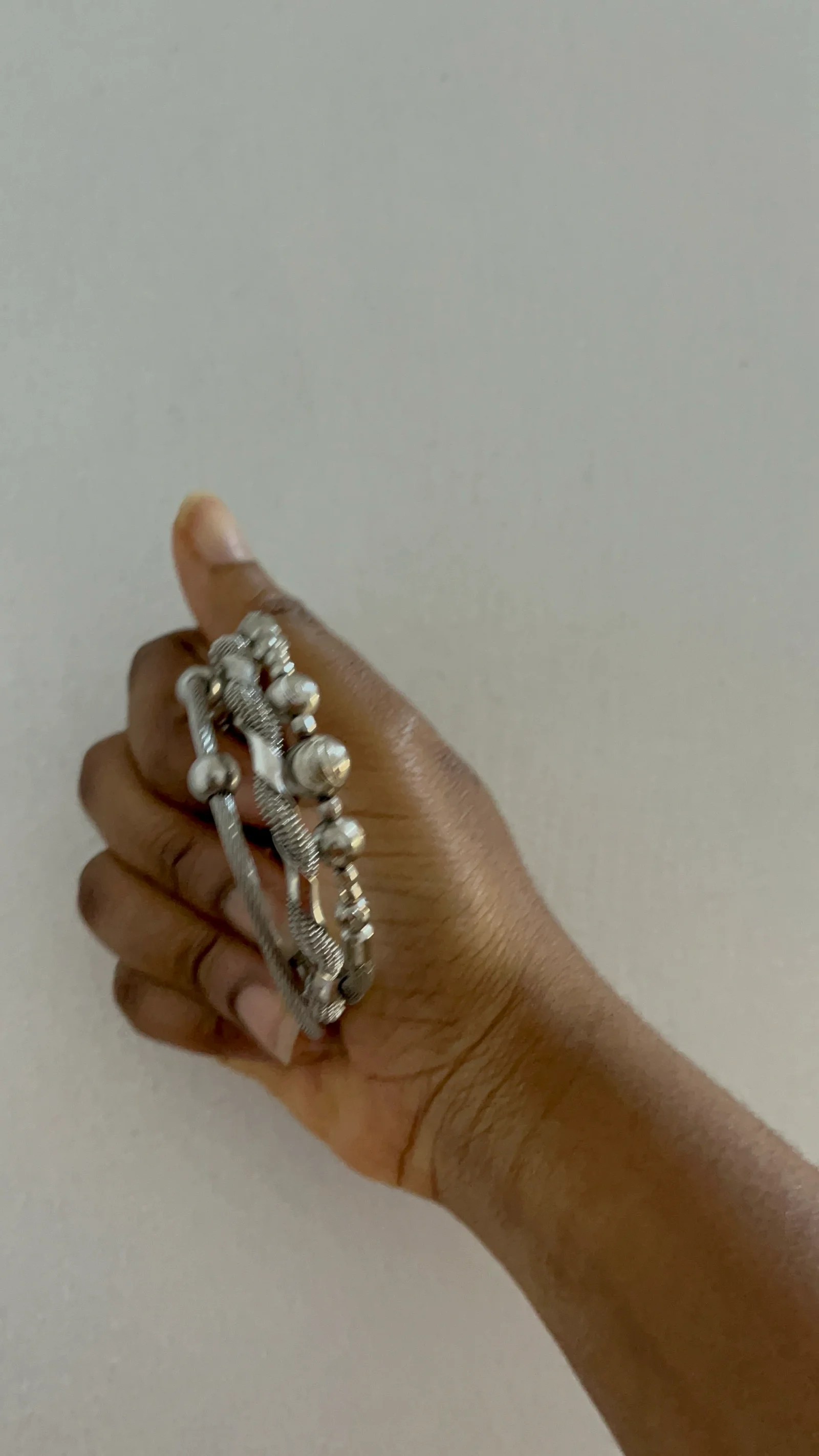 Silver Beaded Twisted Bangle Bracelets media 2