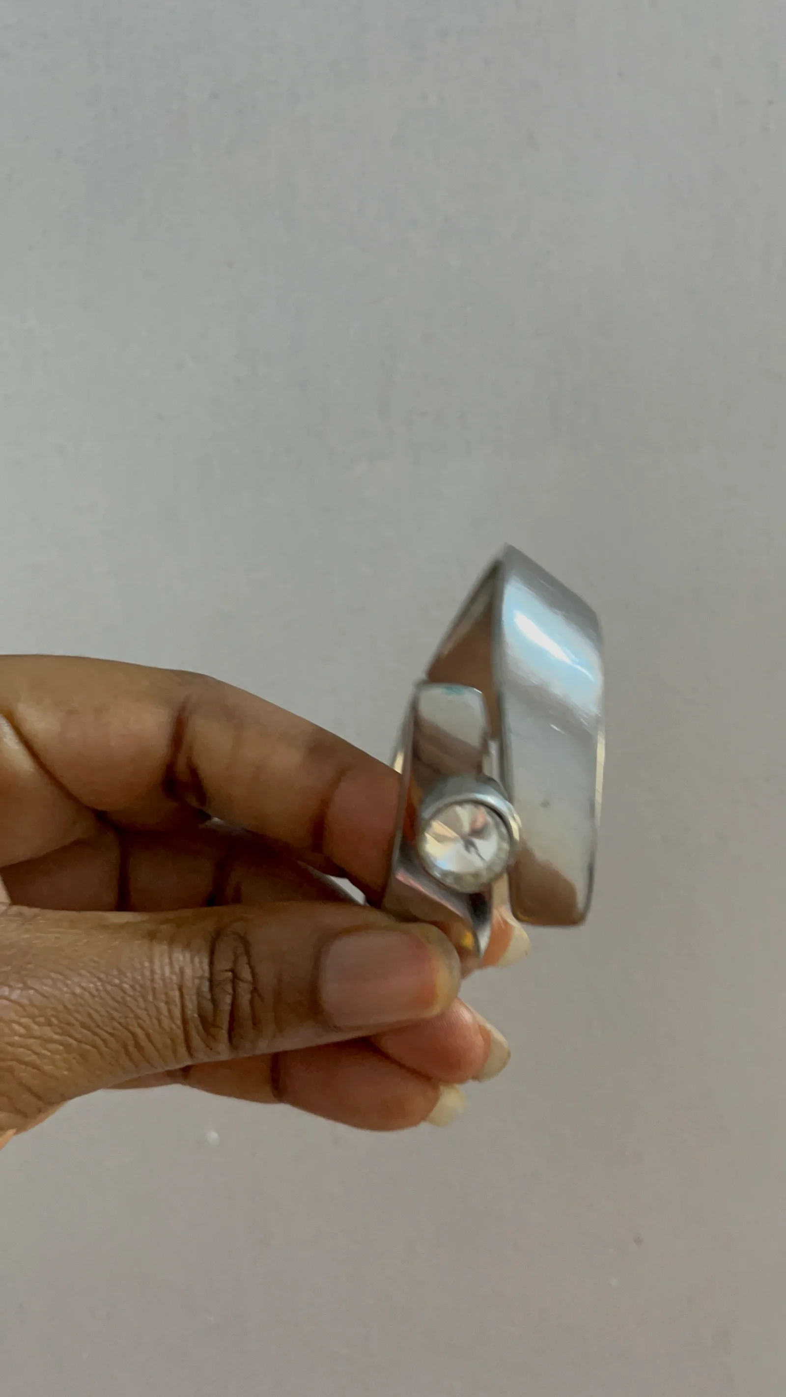Silver Crystal Bypass Cuff Bangle