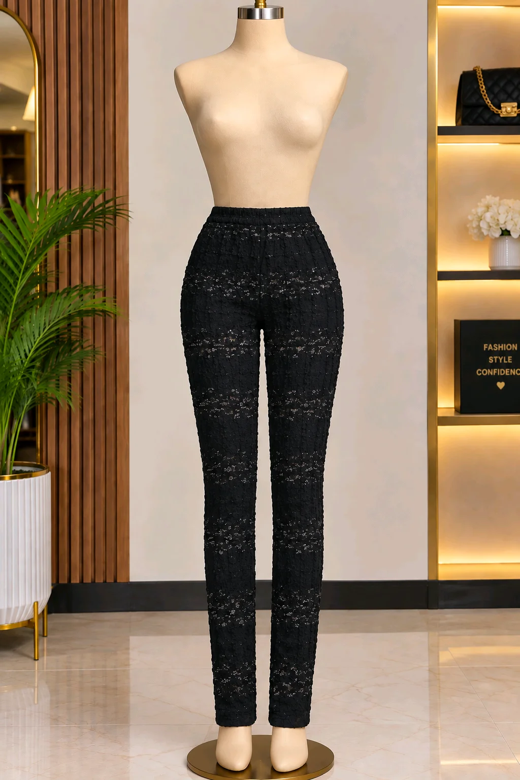 Black Lace Skinny Pants