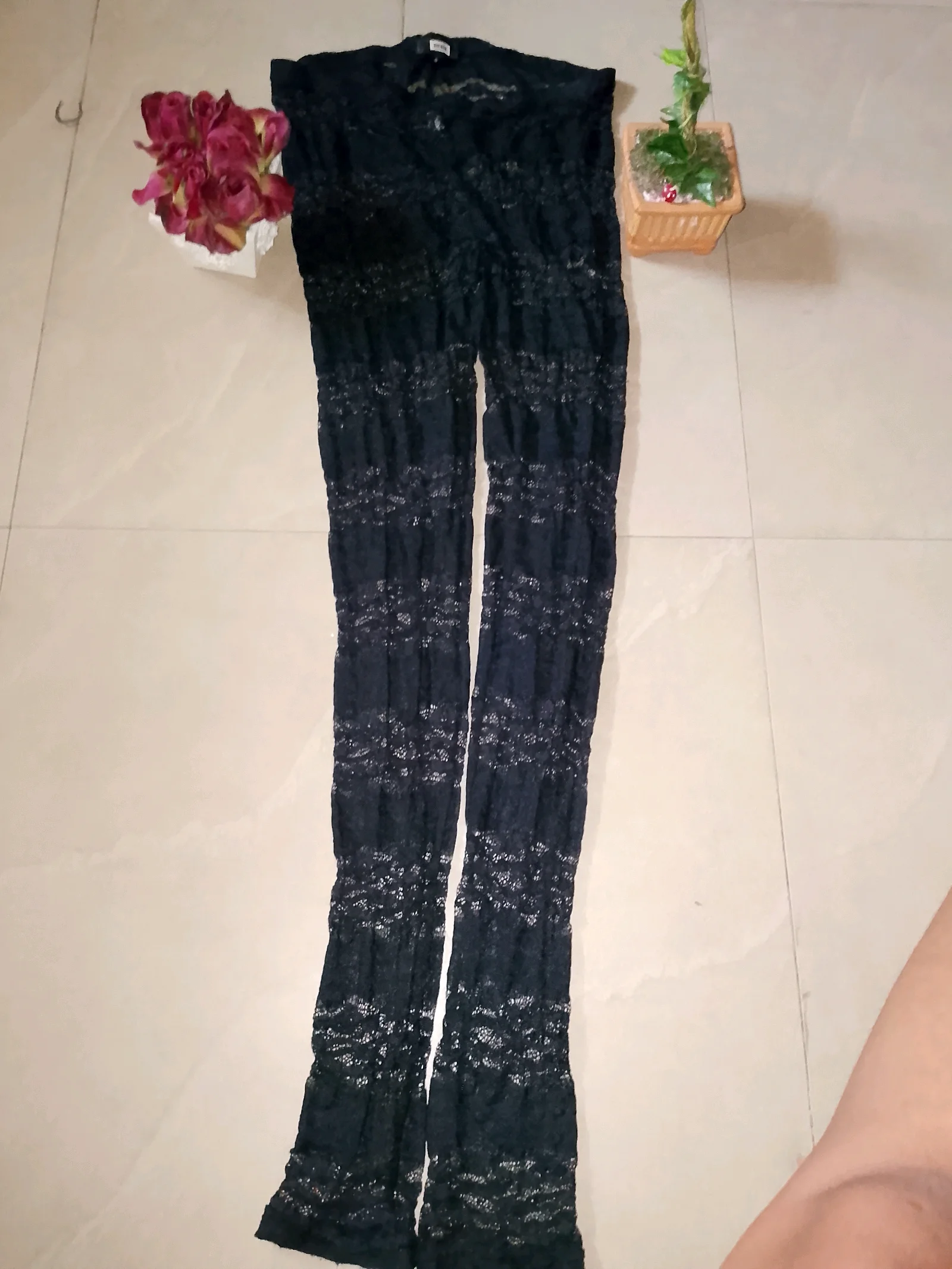 Black Lace Skinny Pants media 2