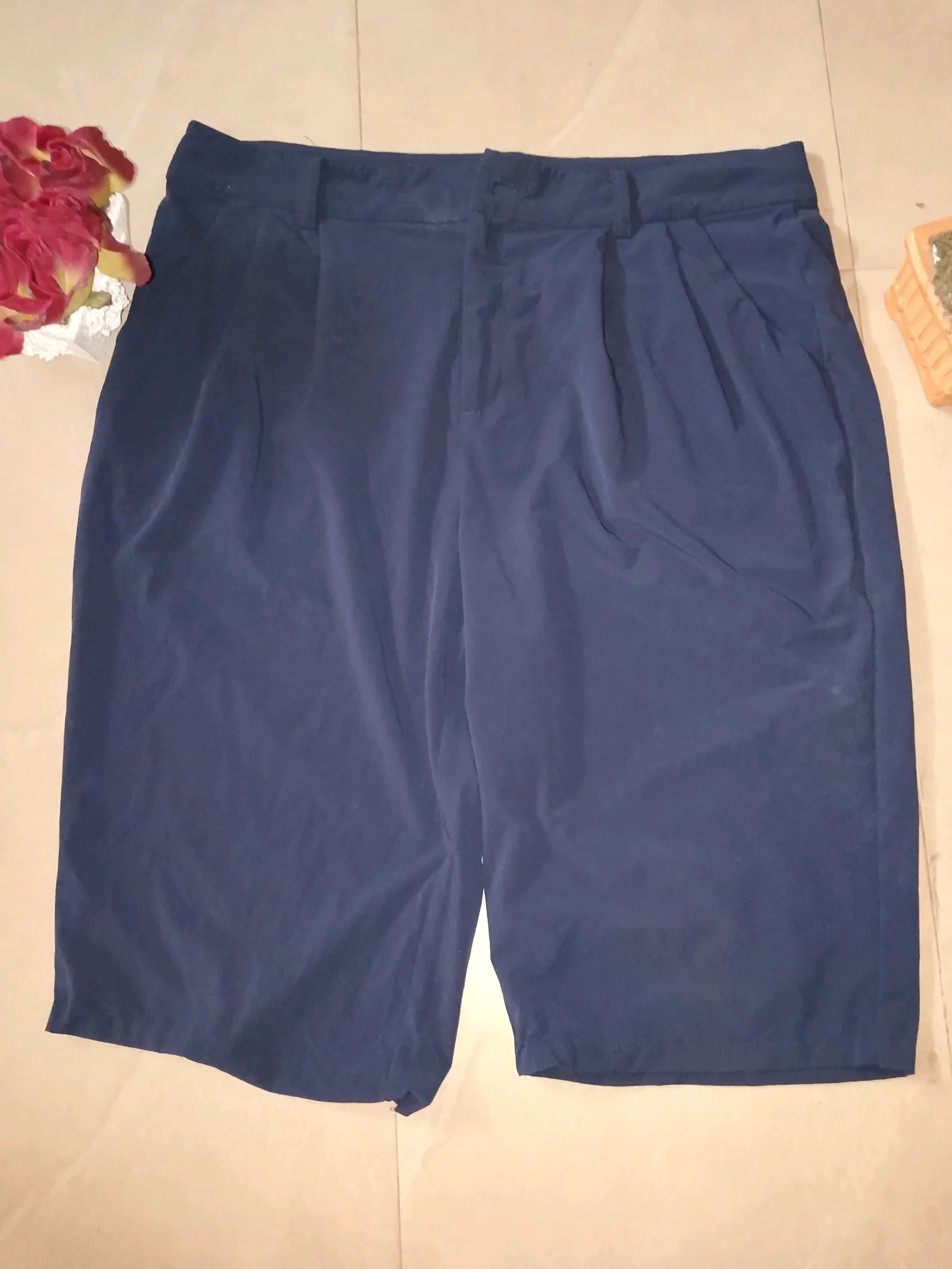 Navy Blue Pleated  Shorts media 2
