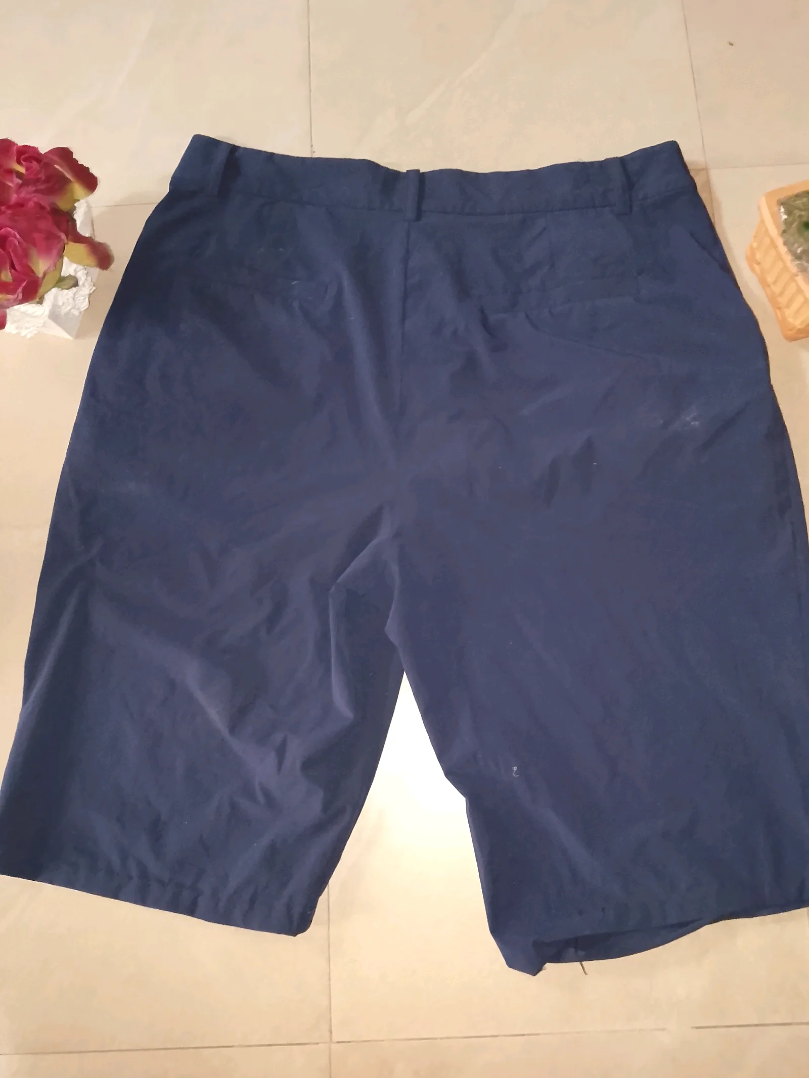 Navy Blue Pleated  Shorts media 3