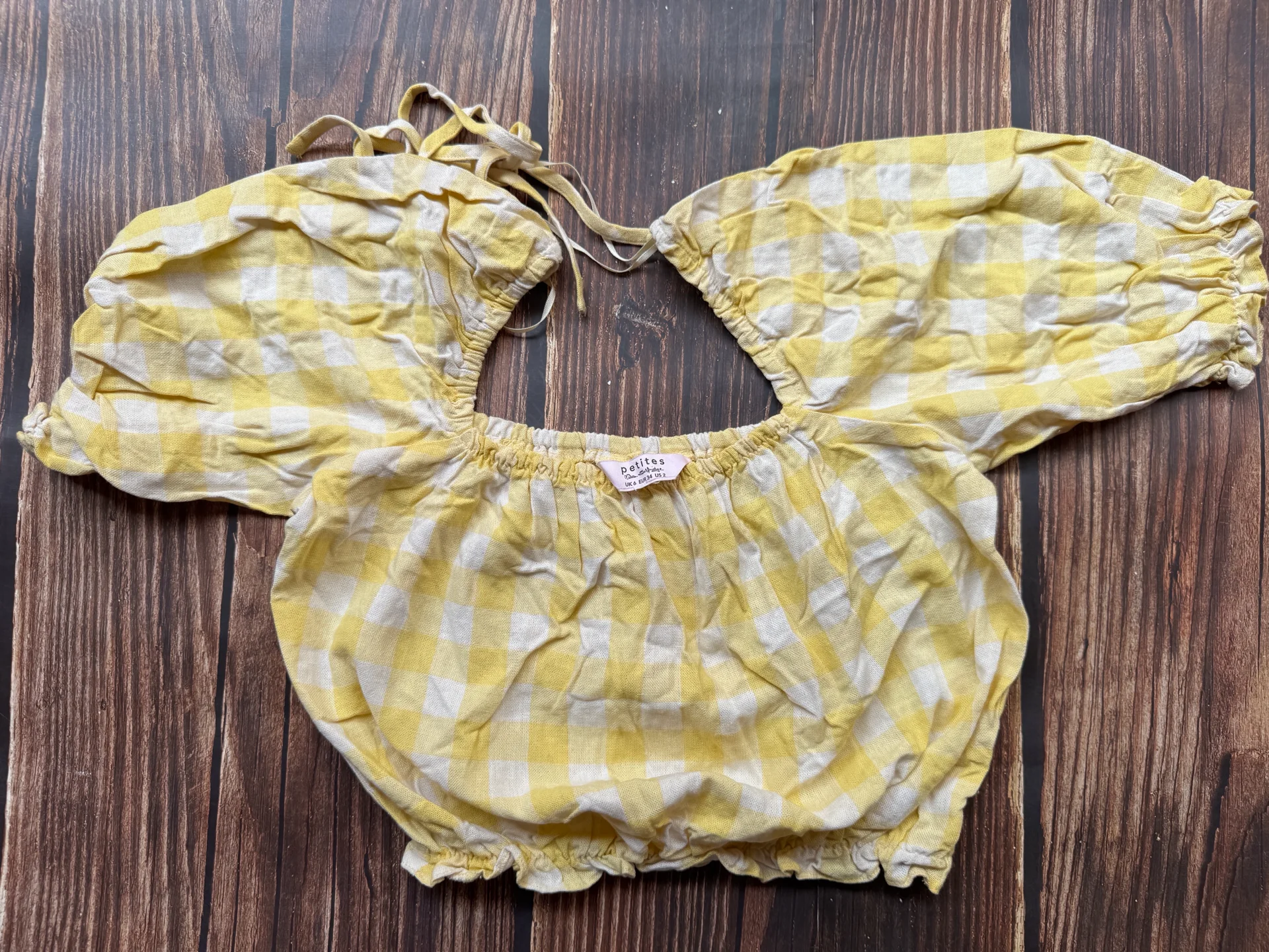 Miss Selfridge Petites Yellow Gingham Crop Top