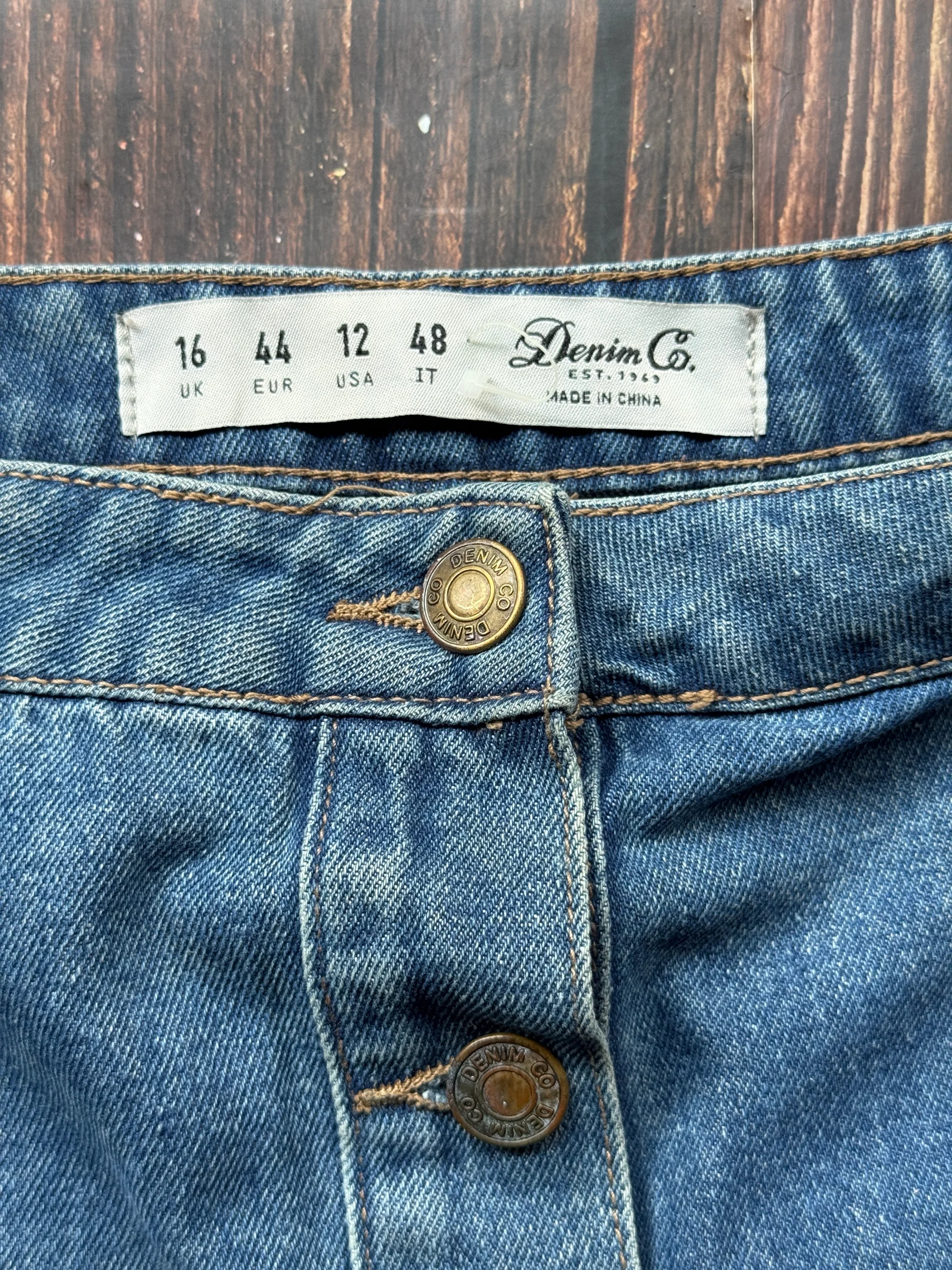 Denim Co. Blue Button-Front A-Line Mini Skirt media 2