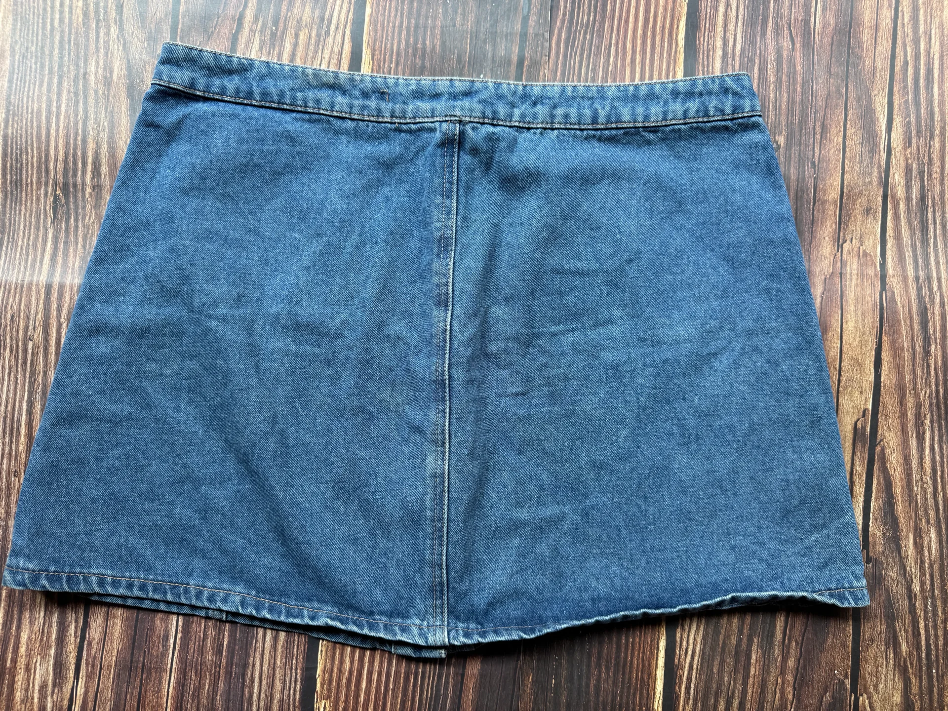 Denim Co. Blue Button-Front A-Line Mini Skirt media 3