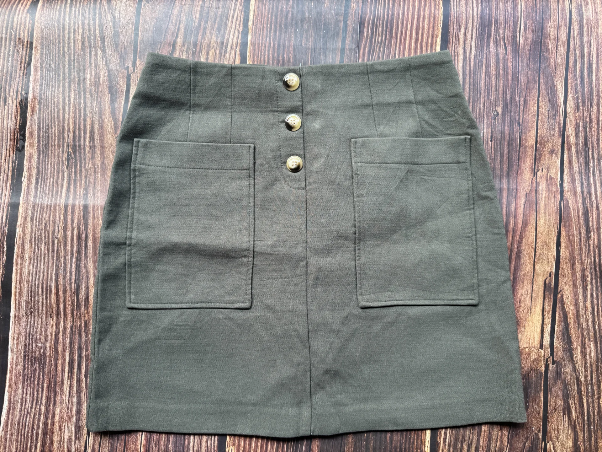 Dunnes Olive Green Mini Skirt with Pockets