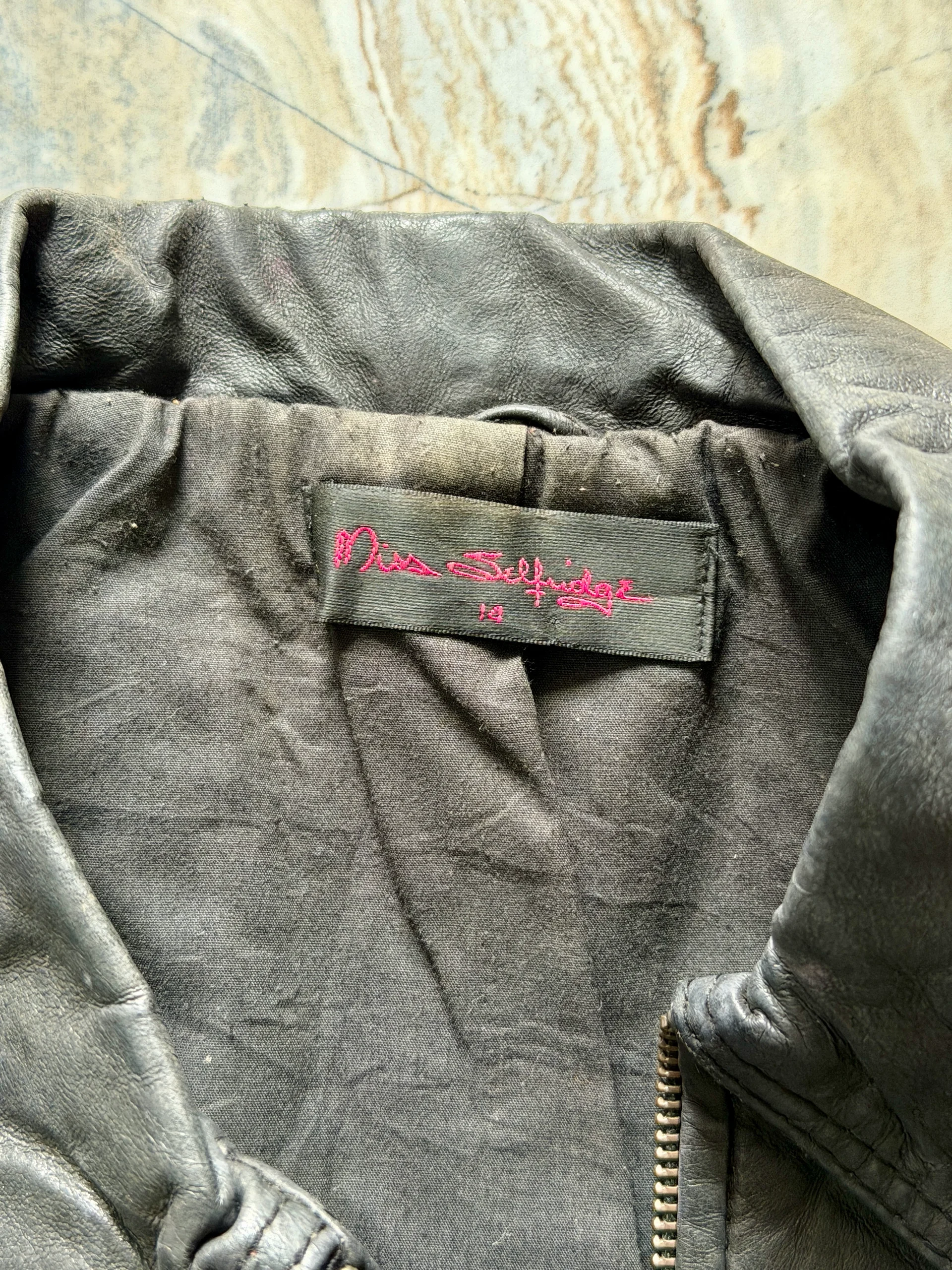 Miss Selfridge Black Leather Bomber Jacket media 2