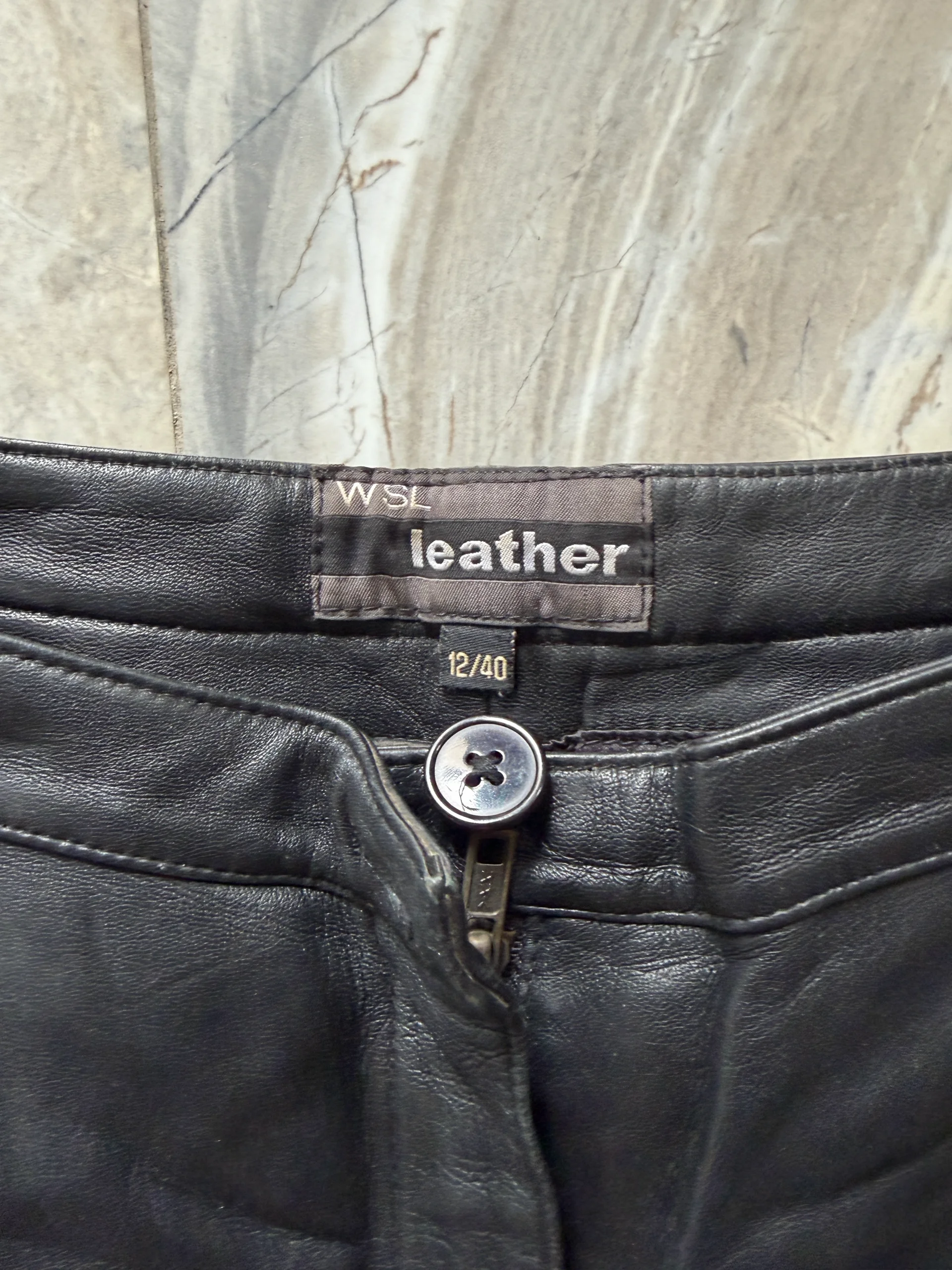 WSL Leather Black Straight Leg Trousers media 2