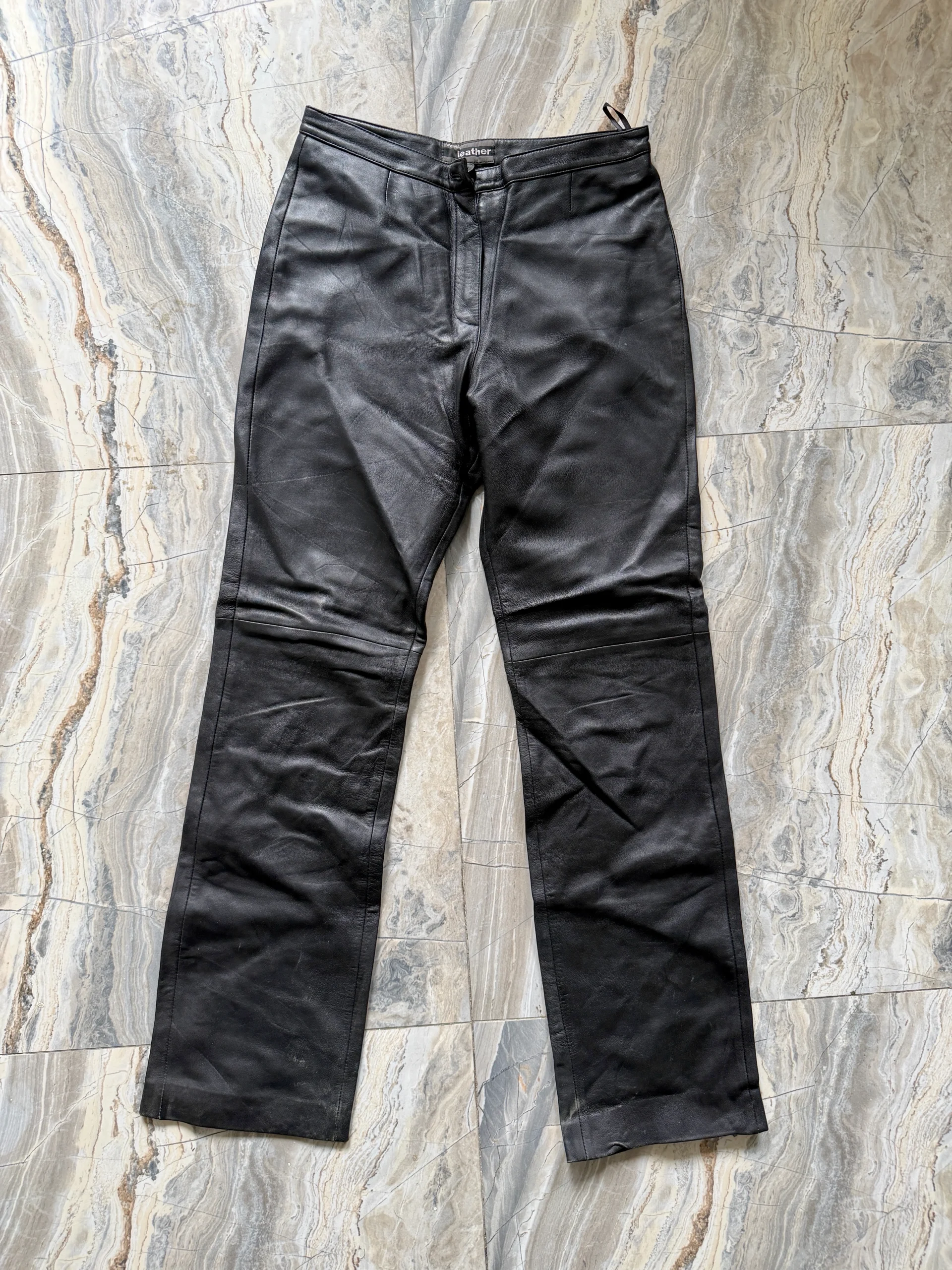 WSL Leather Black Straight Leg Trousers