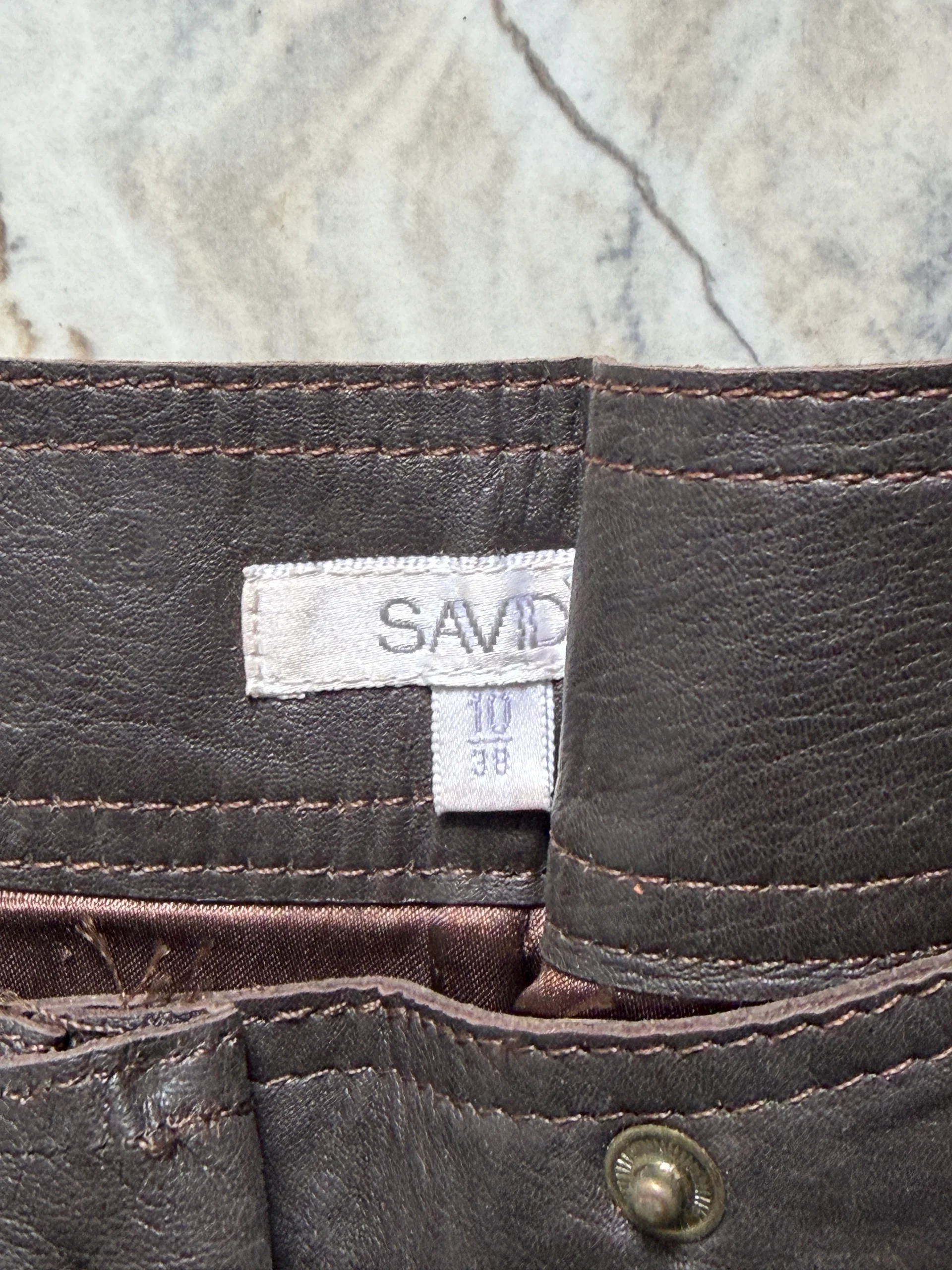 SAVIO Brown Leather Pants media 2