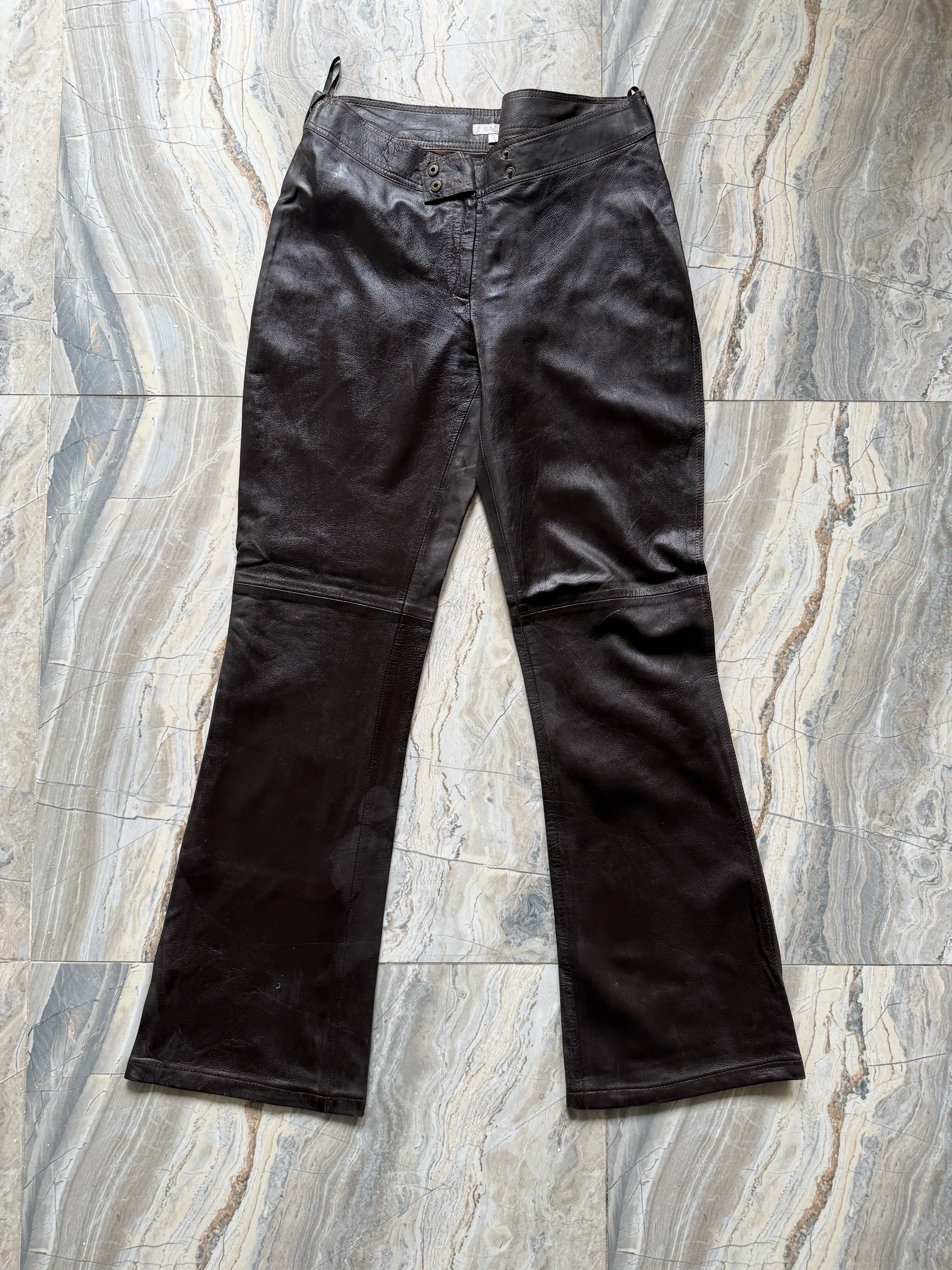 SAVIO Brown Leather Pants