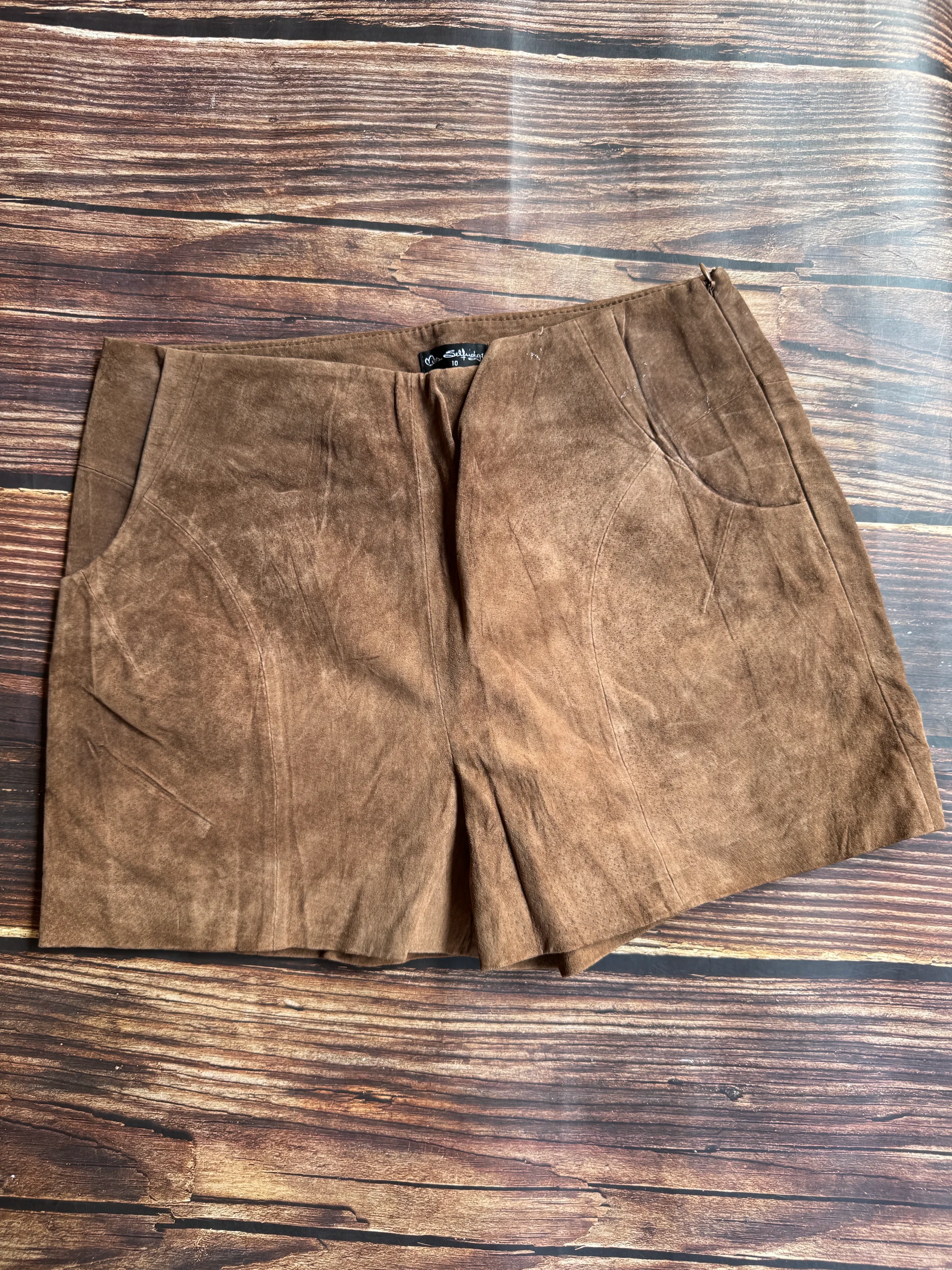 Brown Suede High-Waisted Shorts