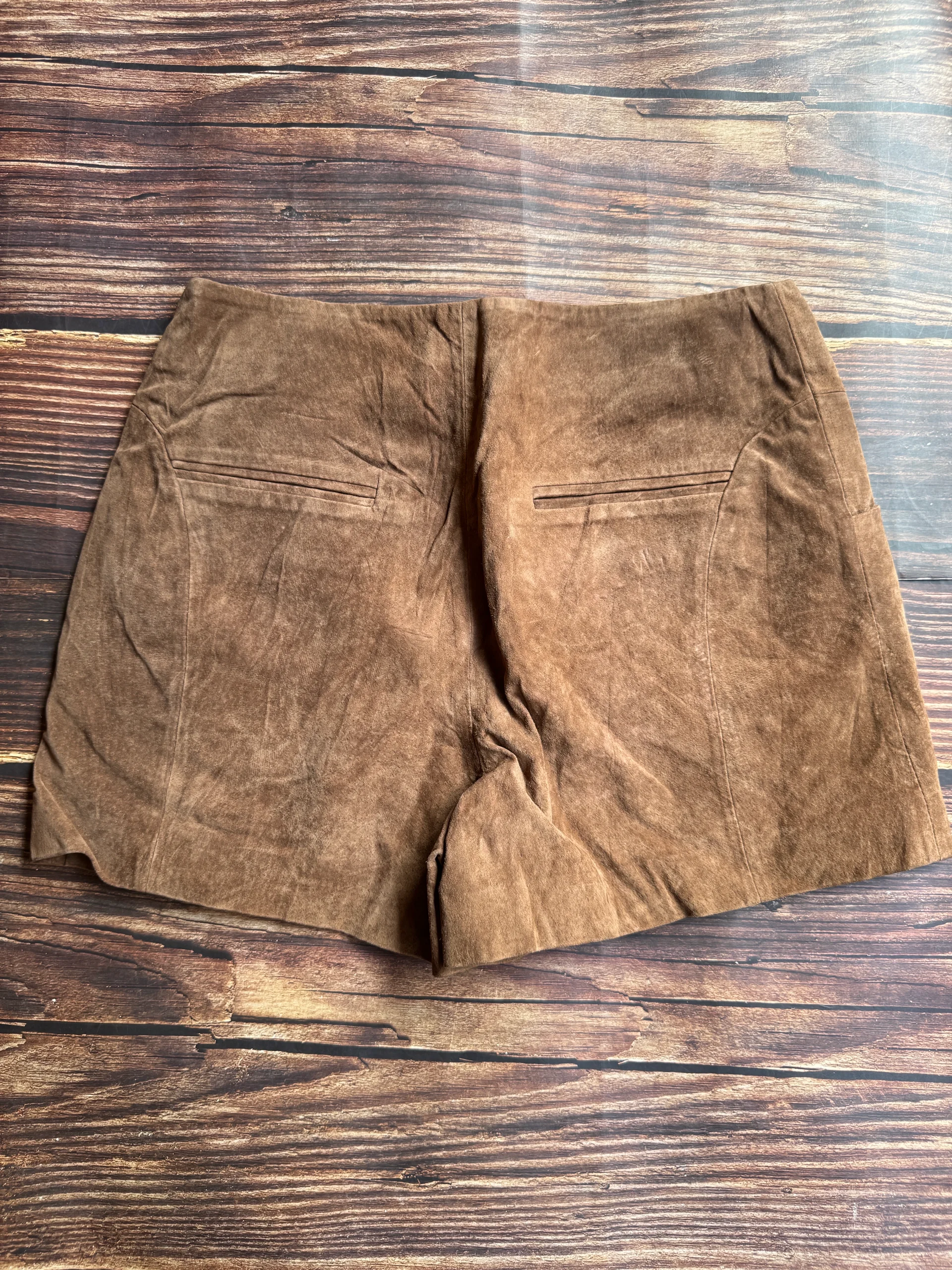 Brown Suede High-Waisted Shorts media 3