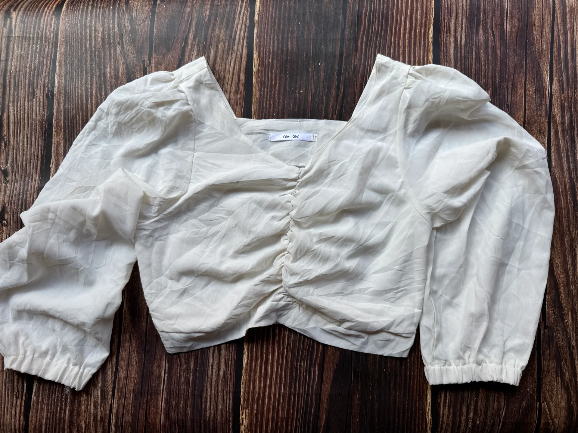White Ruched Crop Top