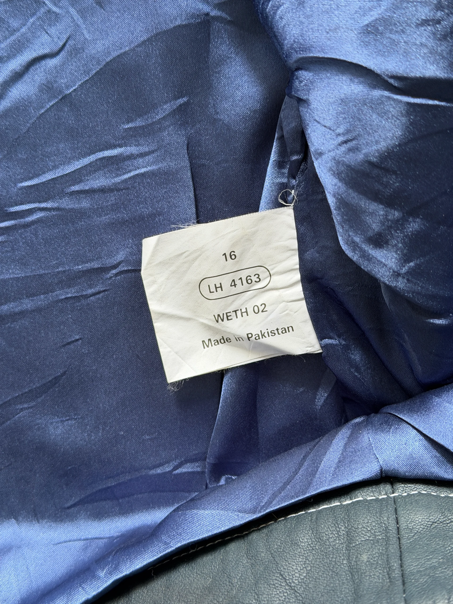 Vintage Navy Blue Leather Jacket with Blue Lining media 3