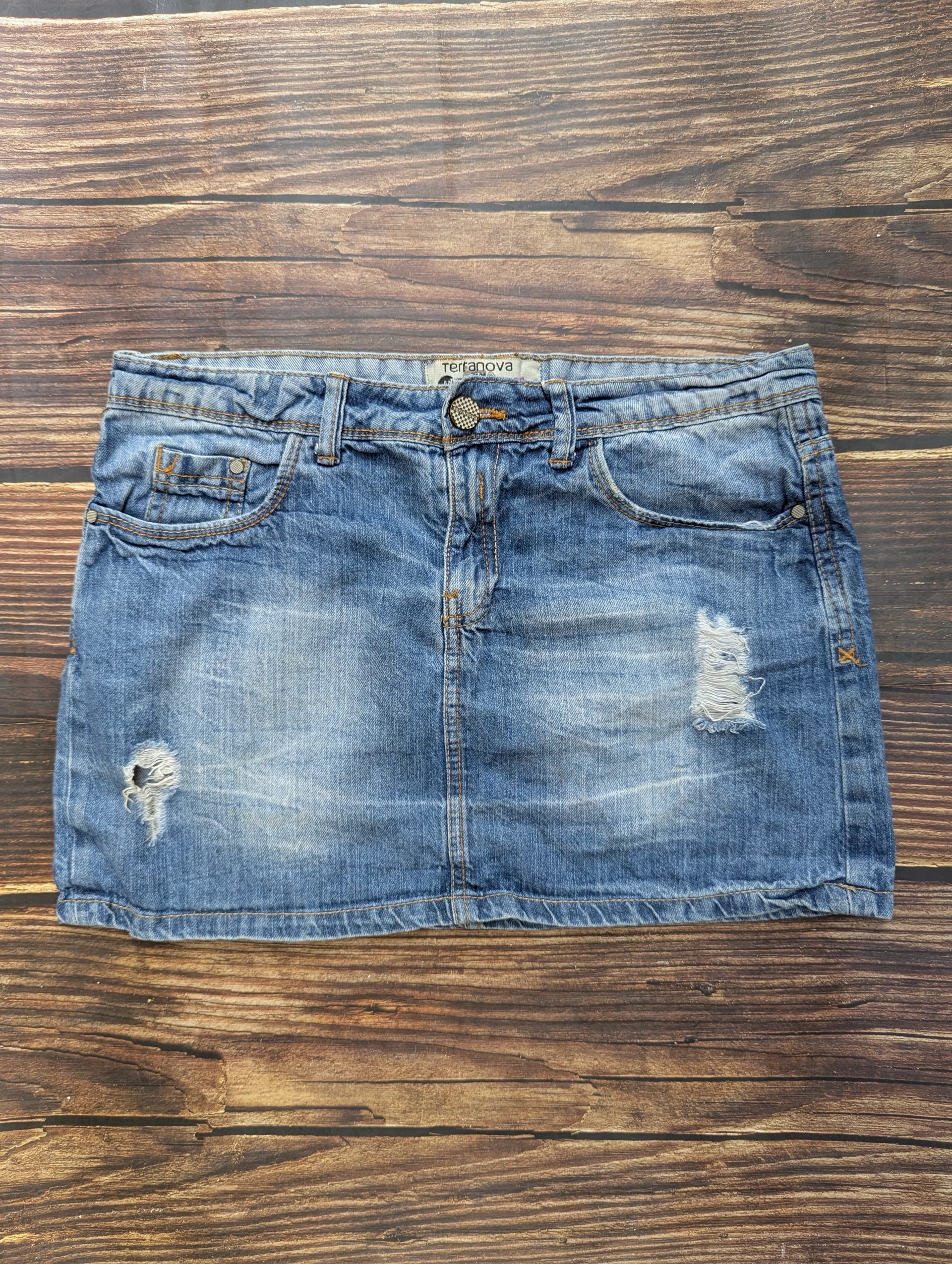 Terranova Distressed Denim Mini Skirt